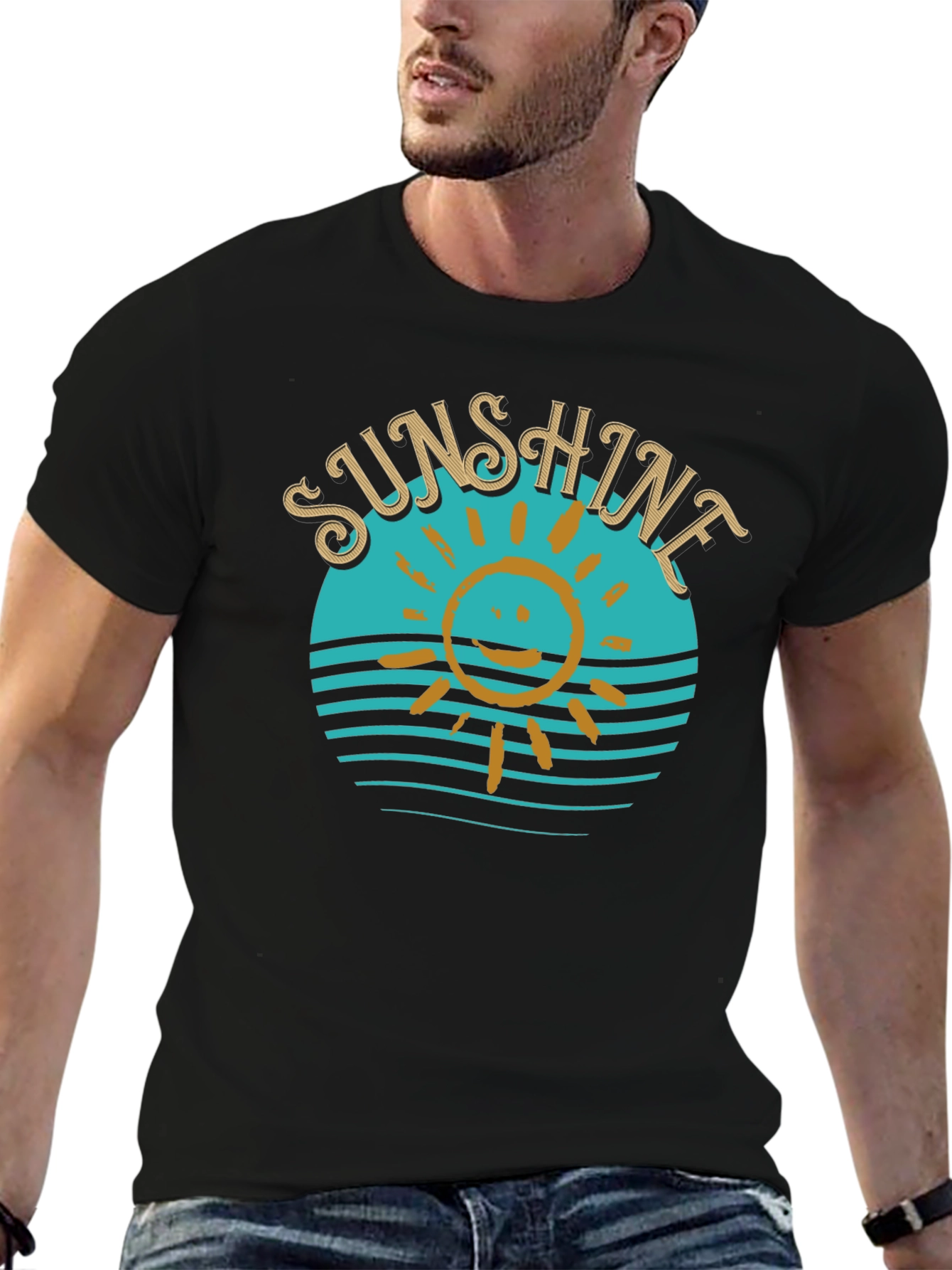 Sunshine Graphic T-Shirt Black Cotton Tee