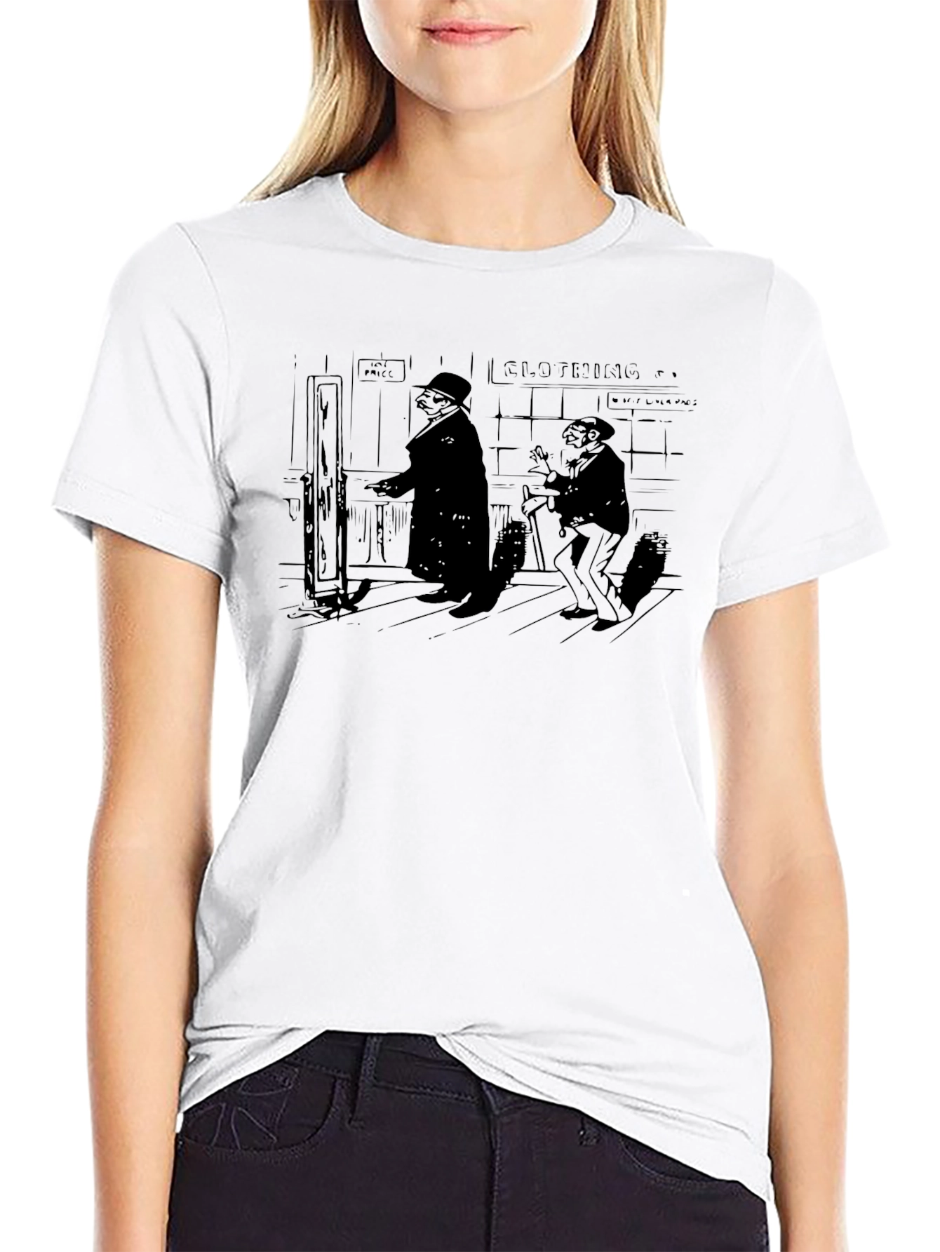 Mens Black Cartoon Graphic T-Shirt