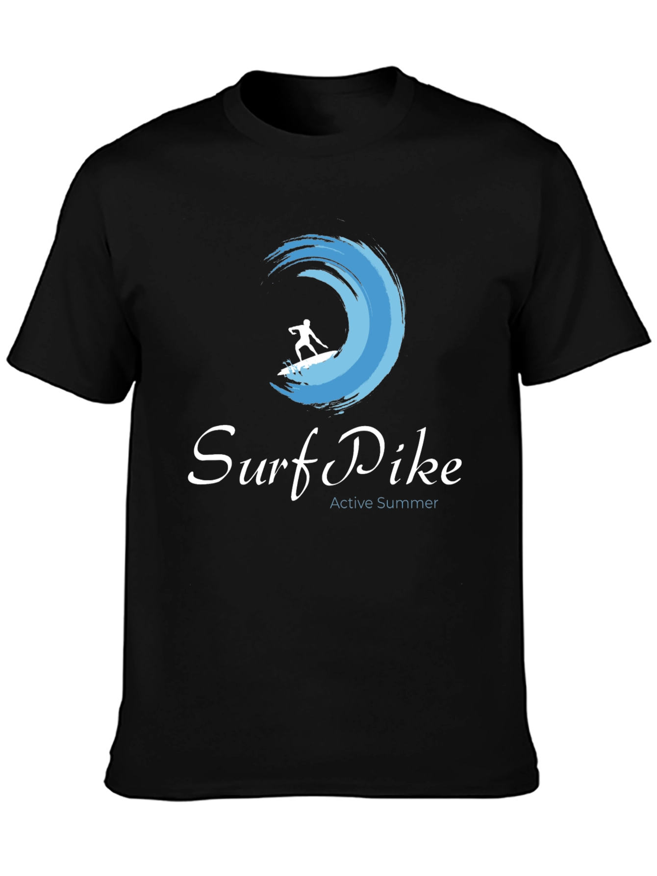 Surf Pike Mens Black T-Shirt - Active Summer Design