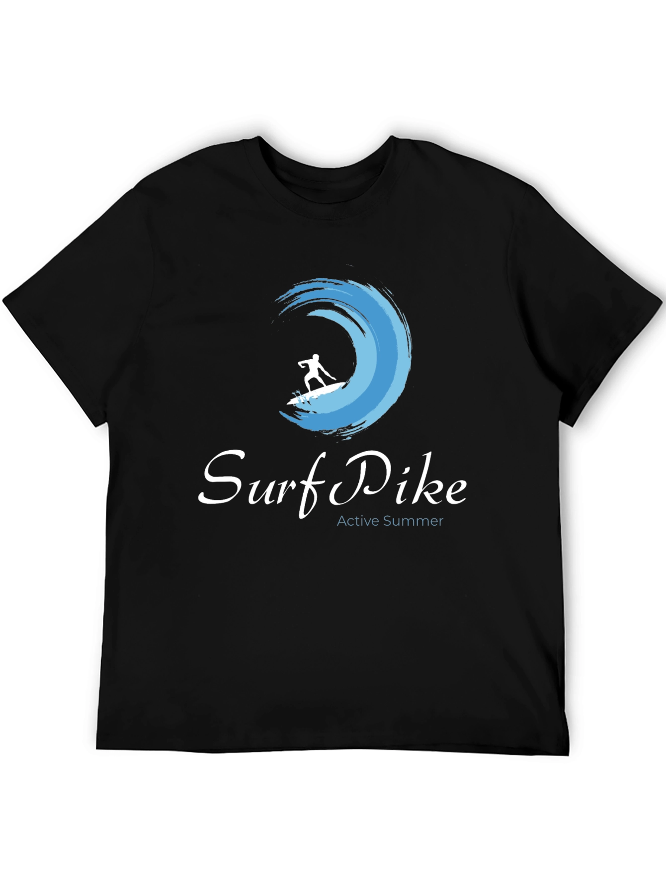 Surf Pike Mens Black T-Shirt - Active Summer Design