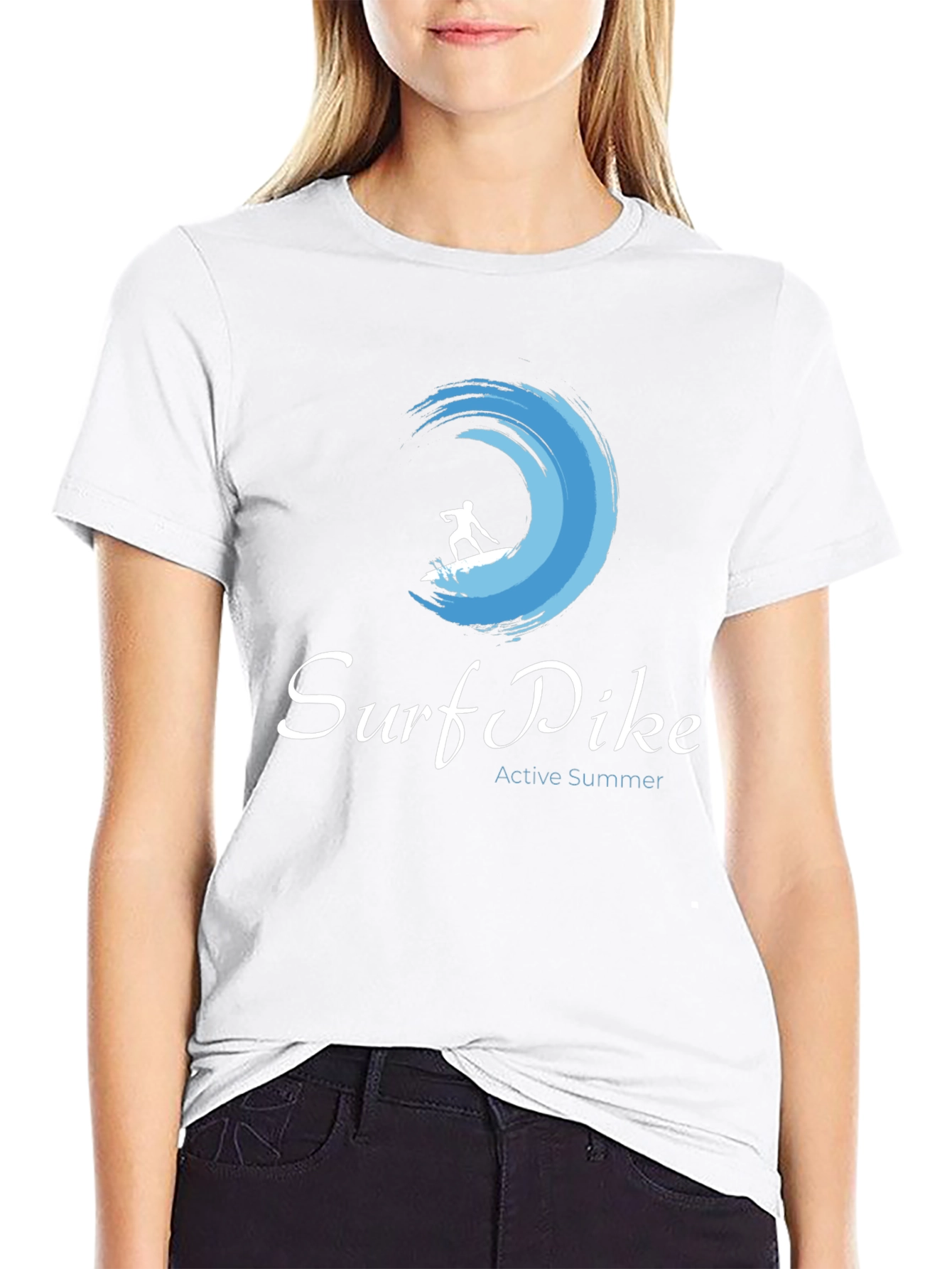 Surf Pike Mens Black T-Shirt - Active Summer Design