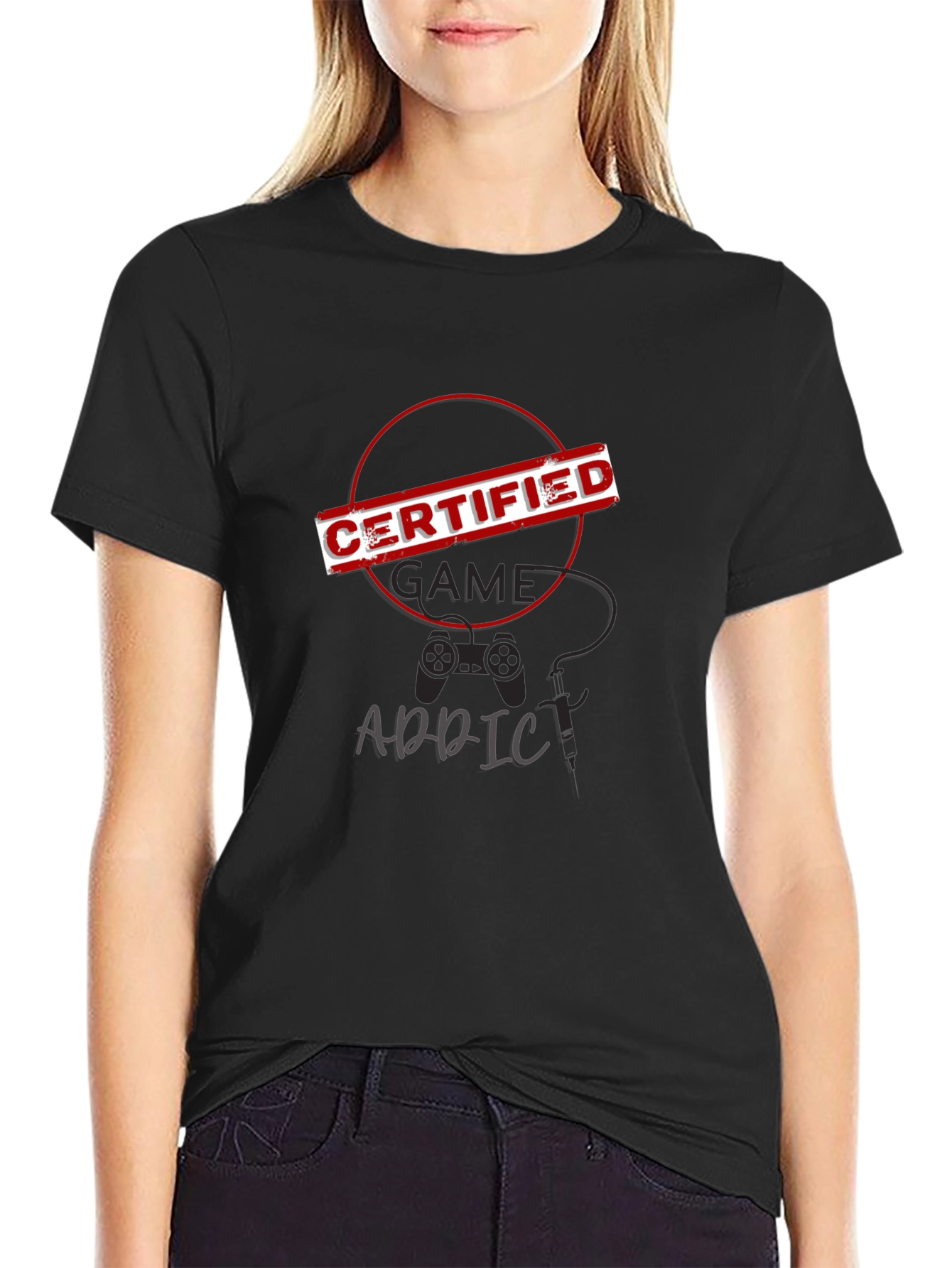 Certified Game Addict Black T-Shirt