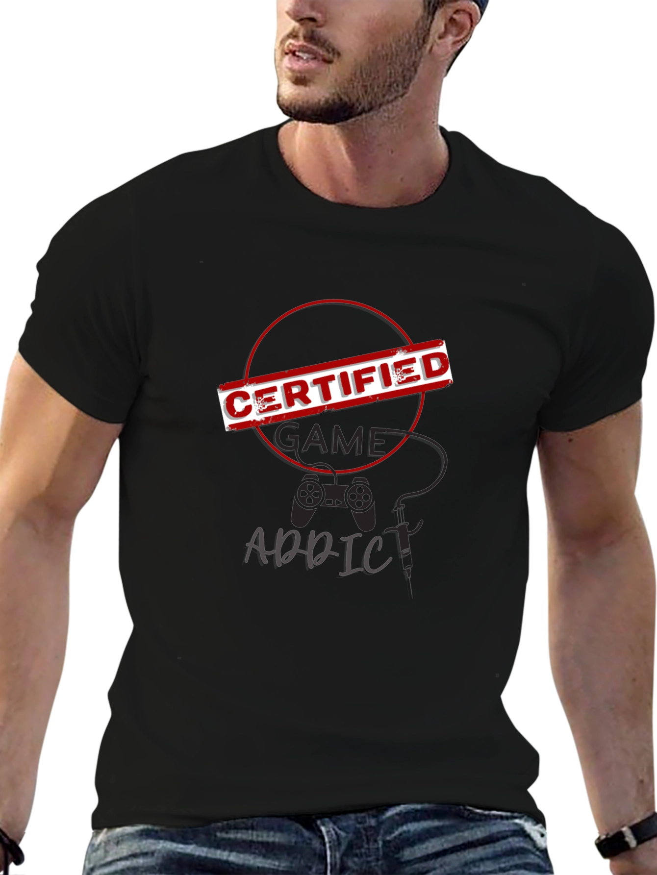 Certified Game Addict Black T-Shirt