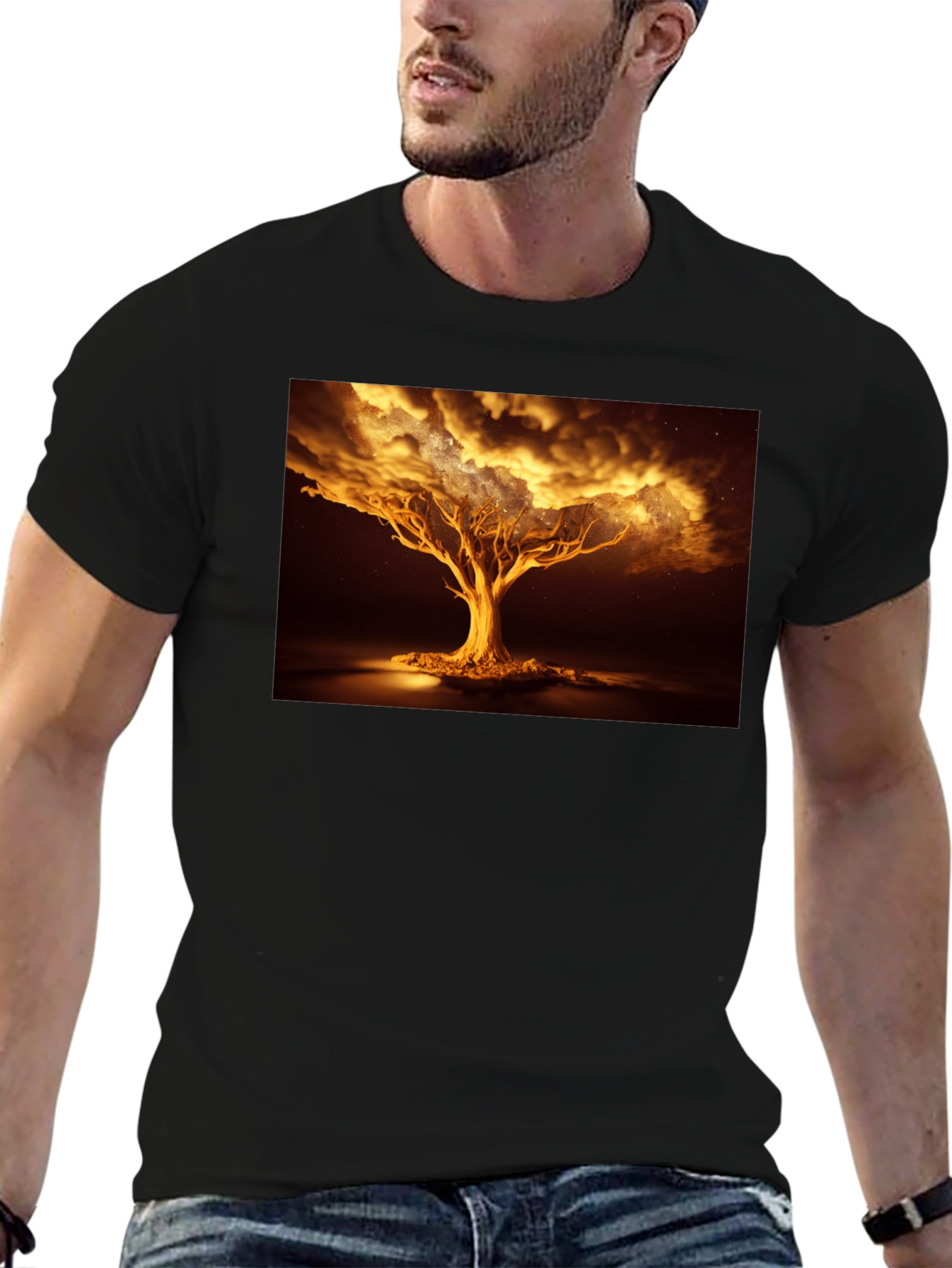 Golden Tree Graphic Tee - Unique Design