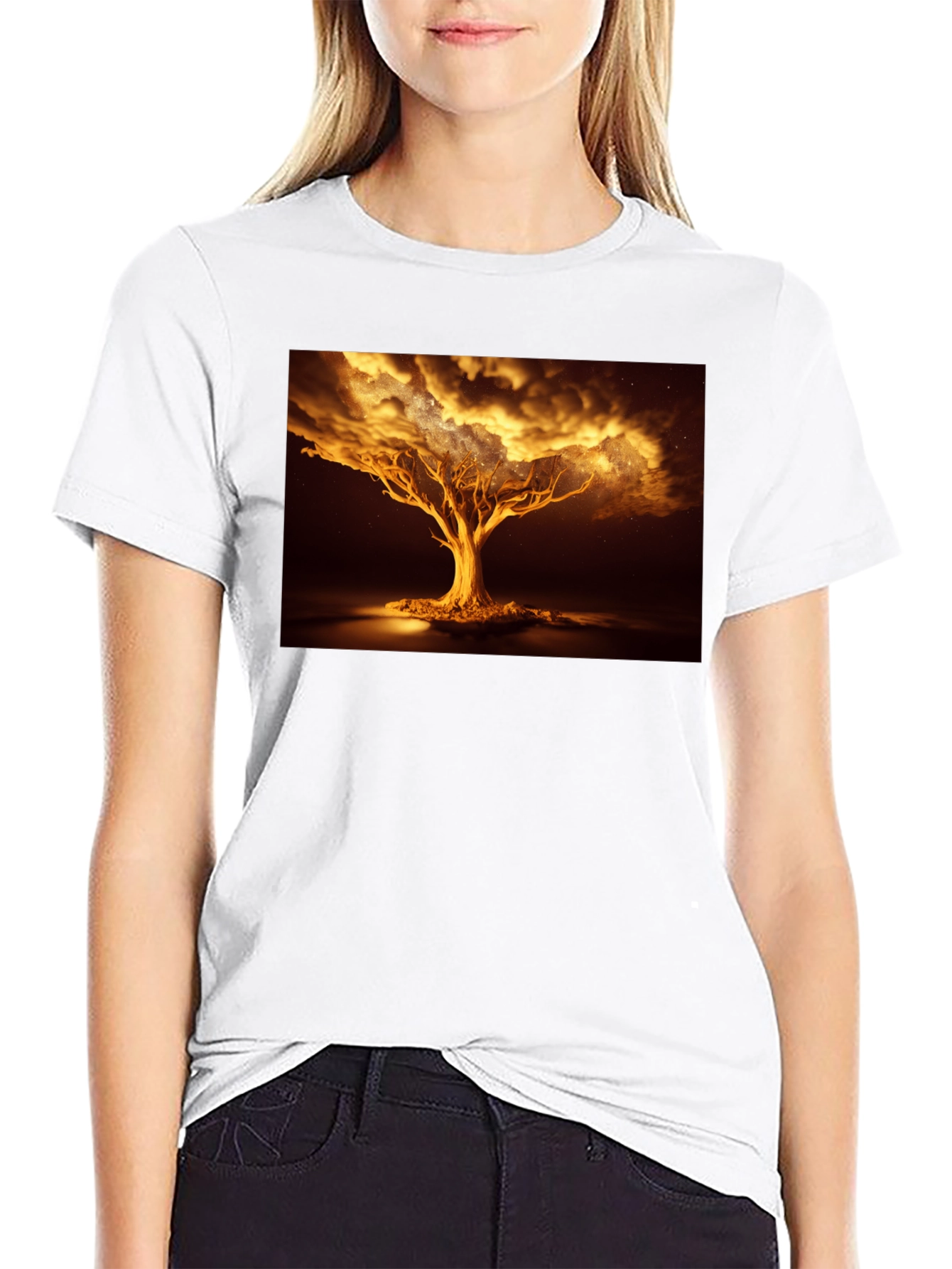 Golden Tree Graphic Tee - Unique Design