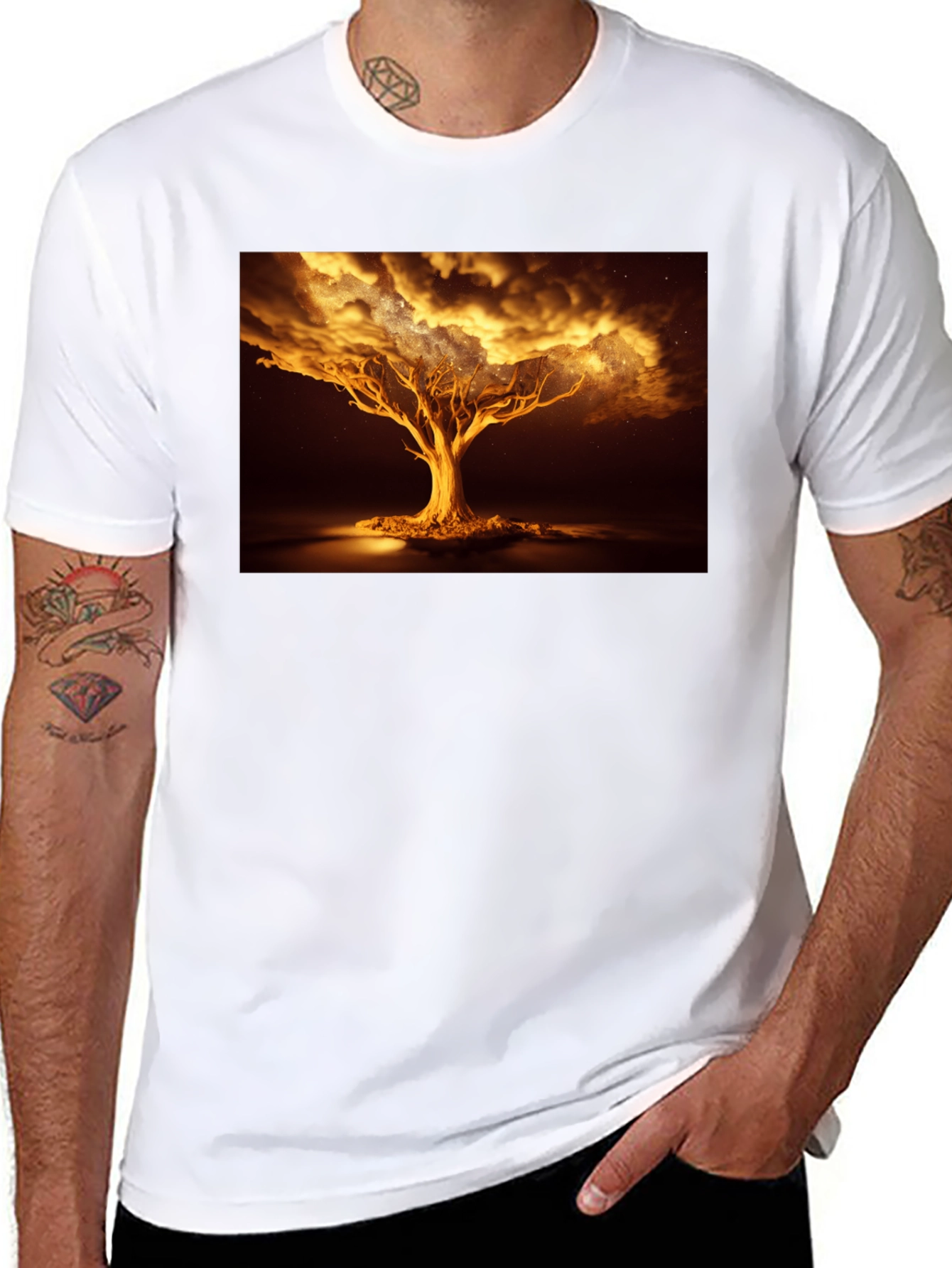 Golden Tree Graphic Tee - Unique Design