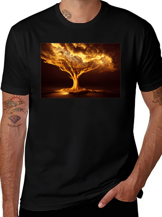 Golden Tree Graphic Tee - Unique Design
