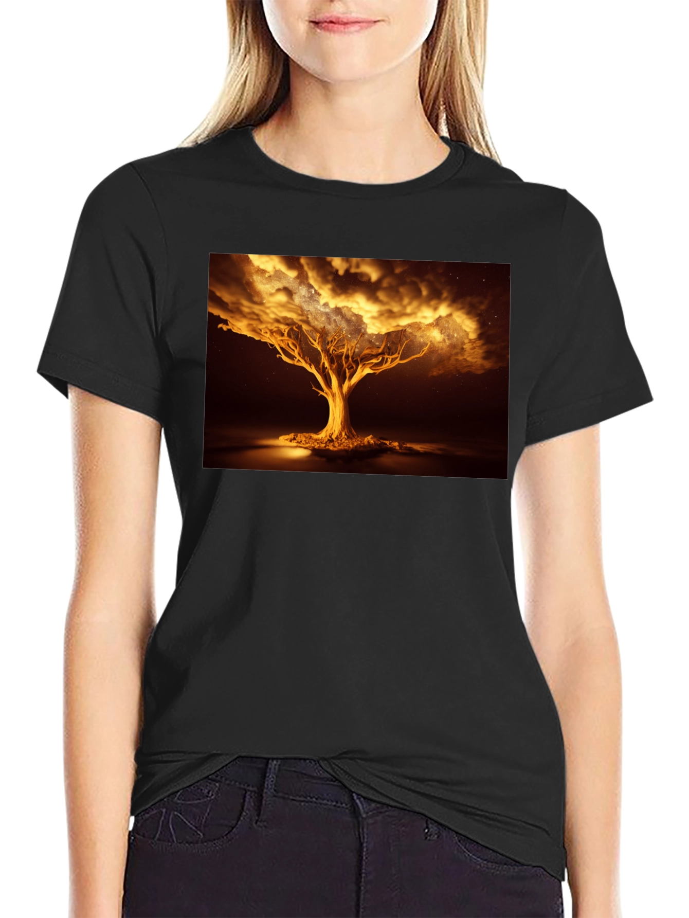 Golden Tree Graphic Tee - Unique Design