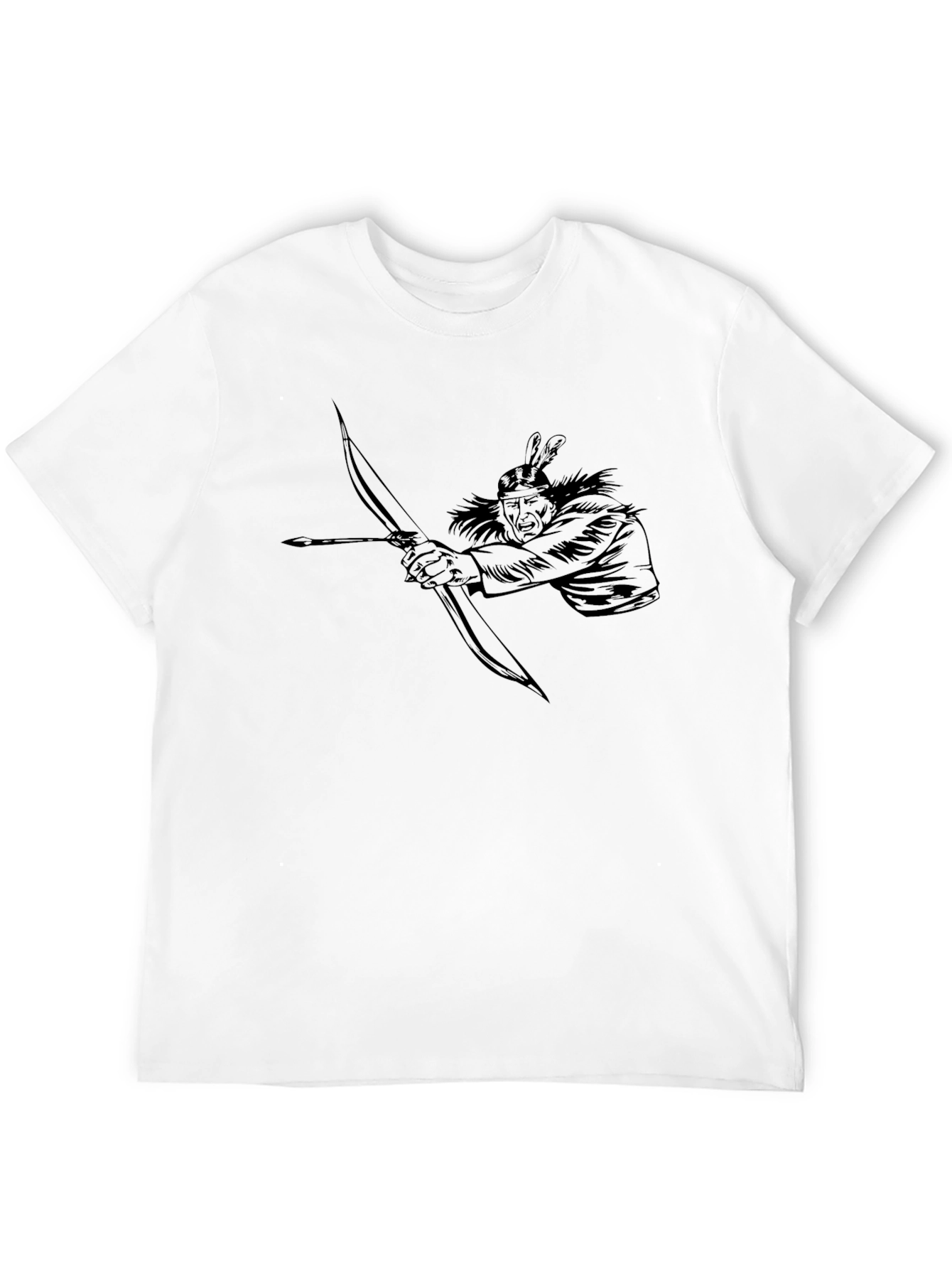 Native American Archer Graphic Tee - Black Cotton Blend