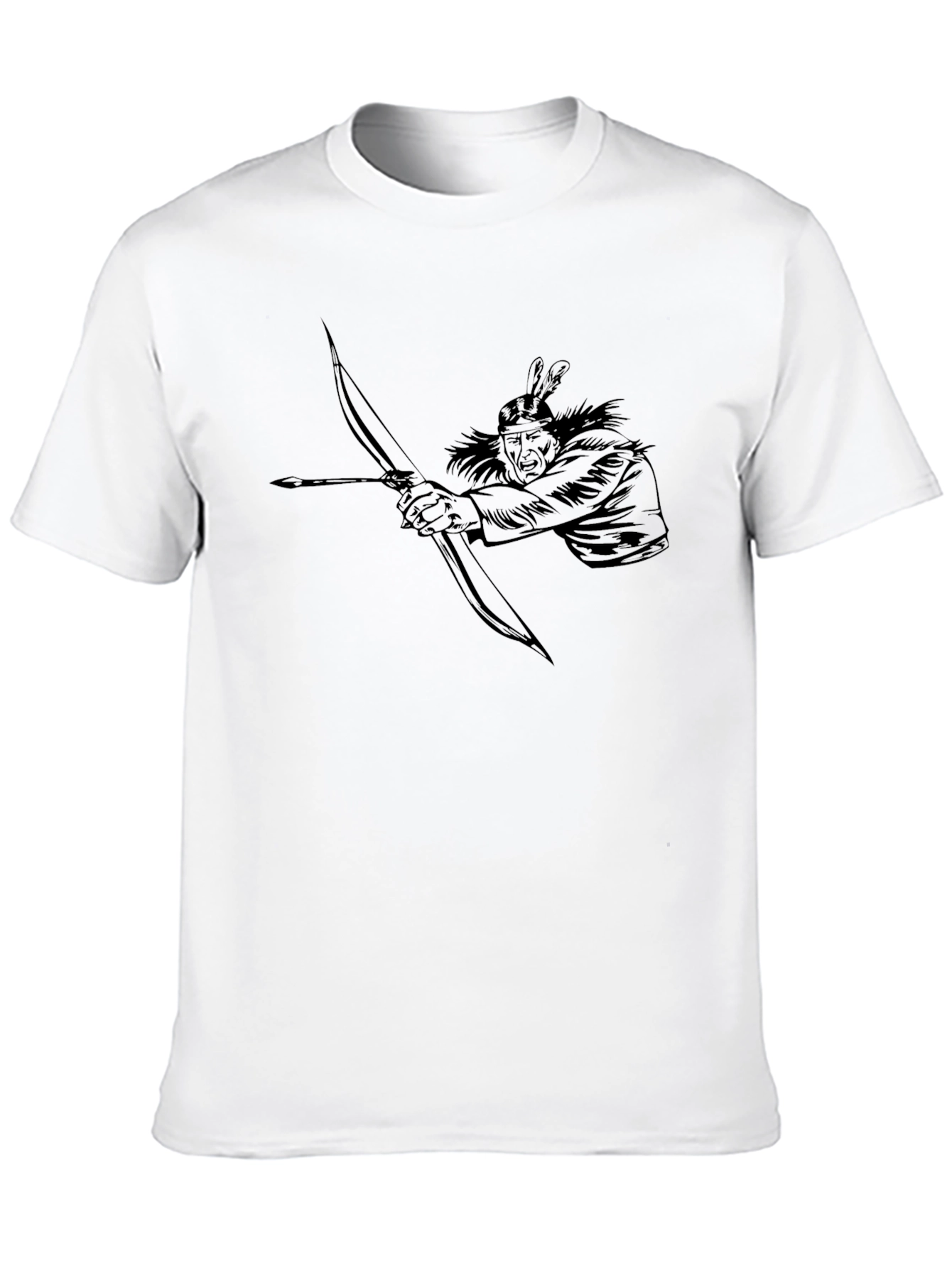 Native American Archer Graphic Tee - Black Cotton Blend