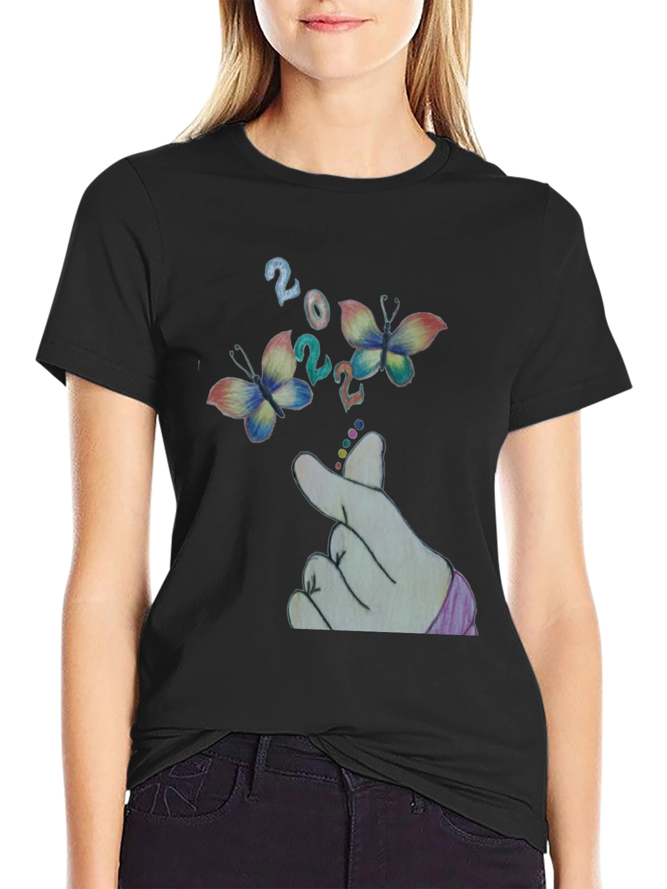 Butterfly & Finger Heart T-Shirt