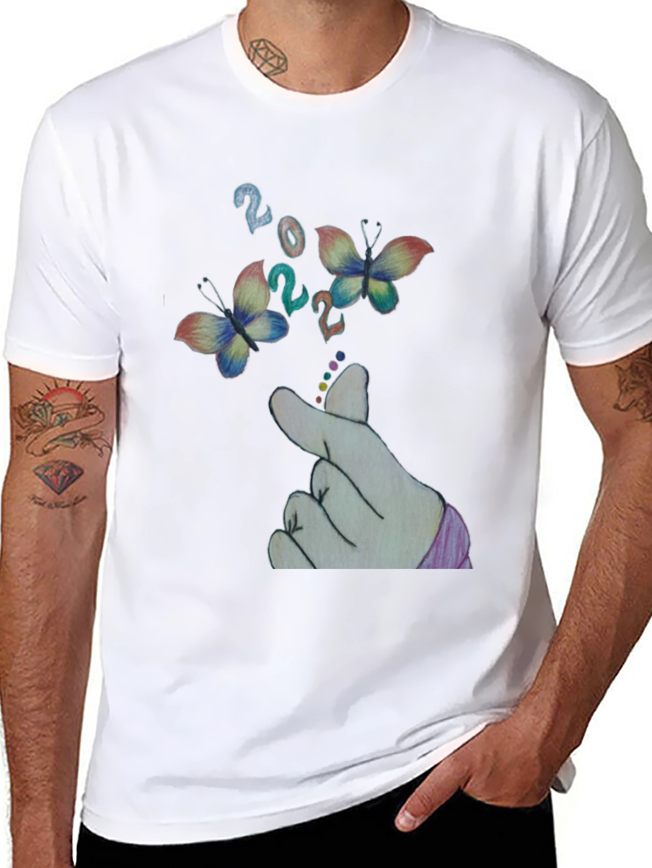 Butterfly & Finger Heart T-Shirt