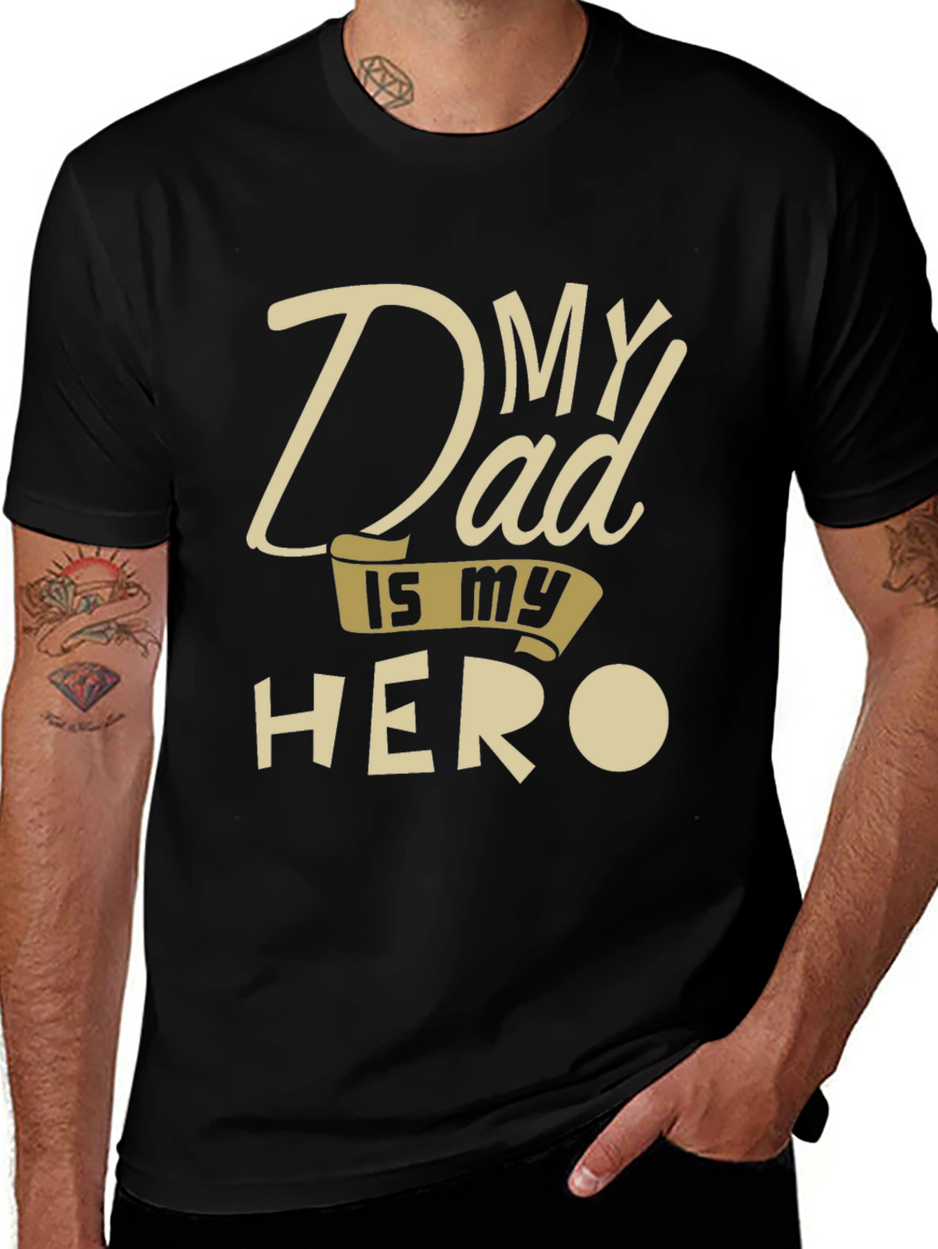 My Dad Is My Hero Black T-Shirt