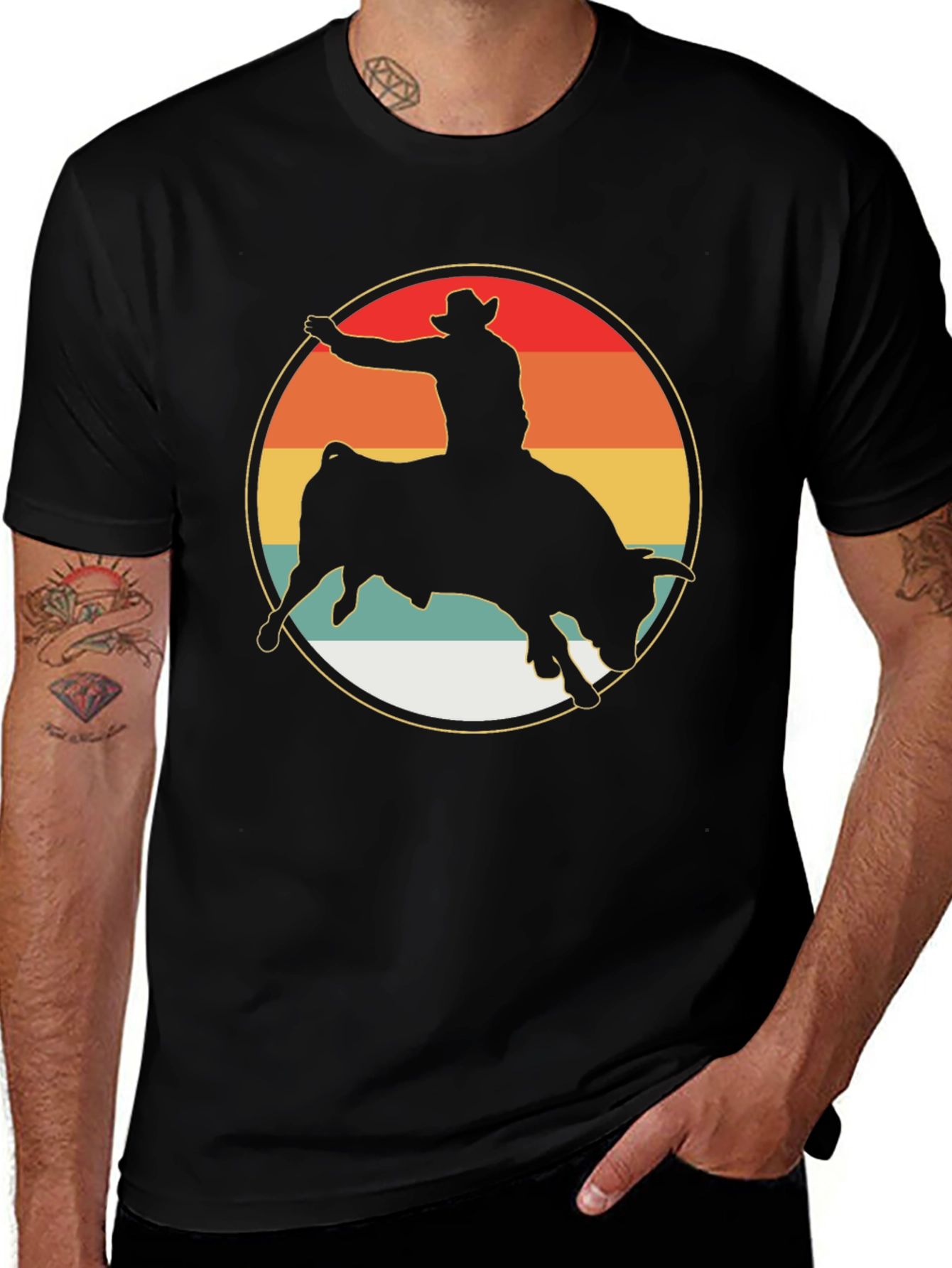 Retro Rodeo Bull Rider Graphic Tee