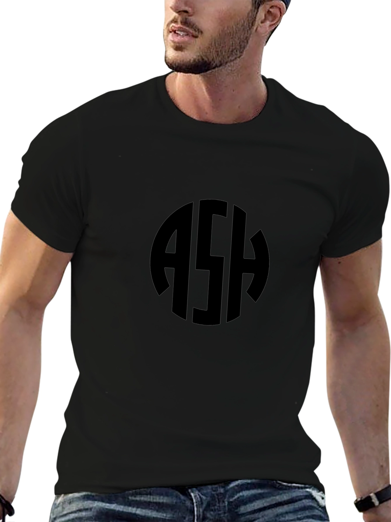 Monogram Initial Black T-Shirt