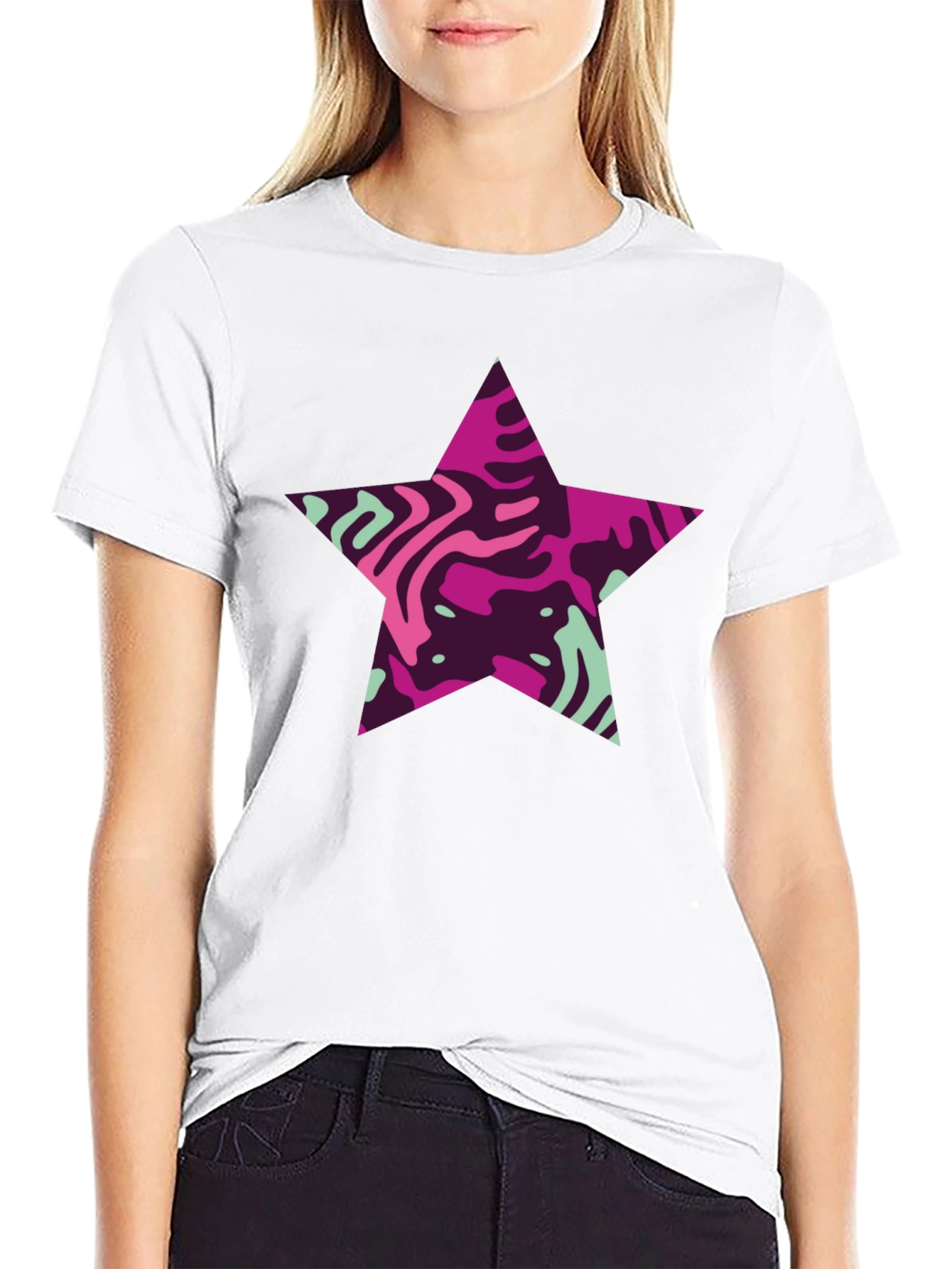 Stylish Star Graphic T-Shirt - Mens Black Tee