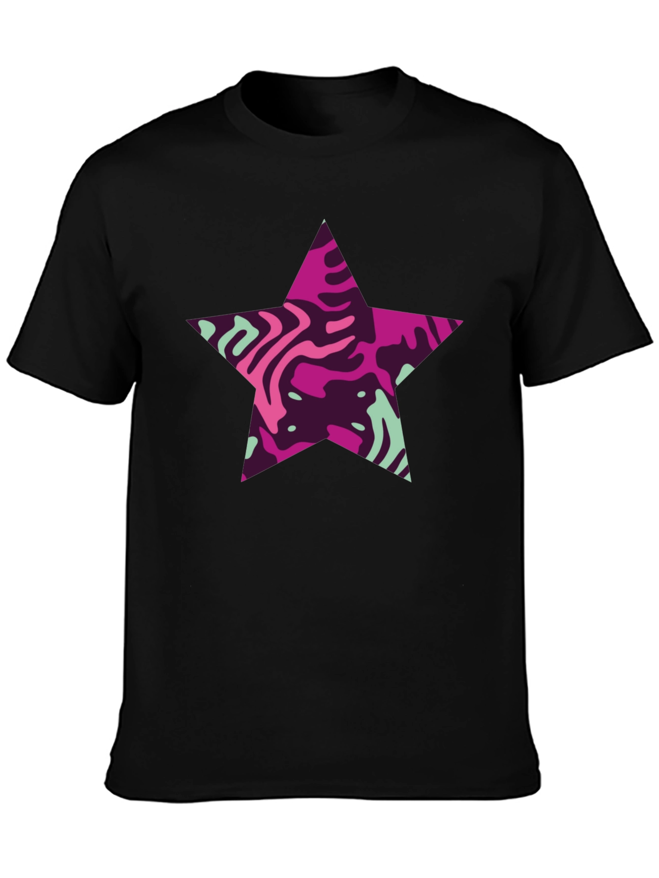 Stylish Star Graphic T-Shirt - Mens Black Tee