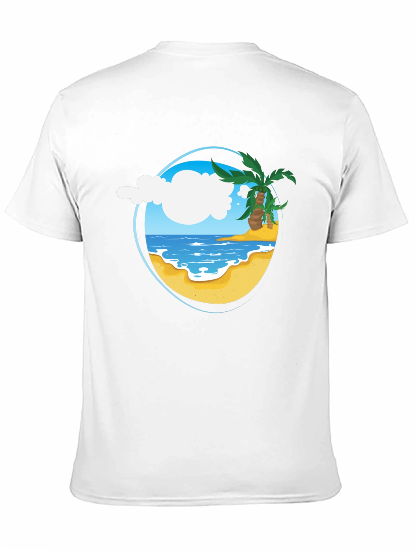 Tropical Beach Graphic Tee - Black Cotton Shirt