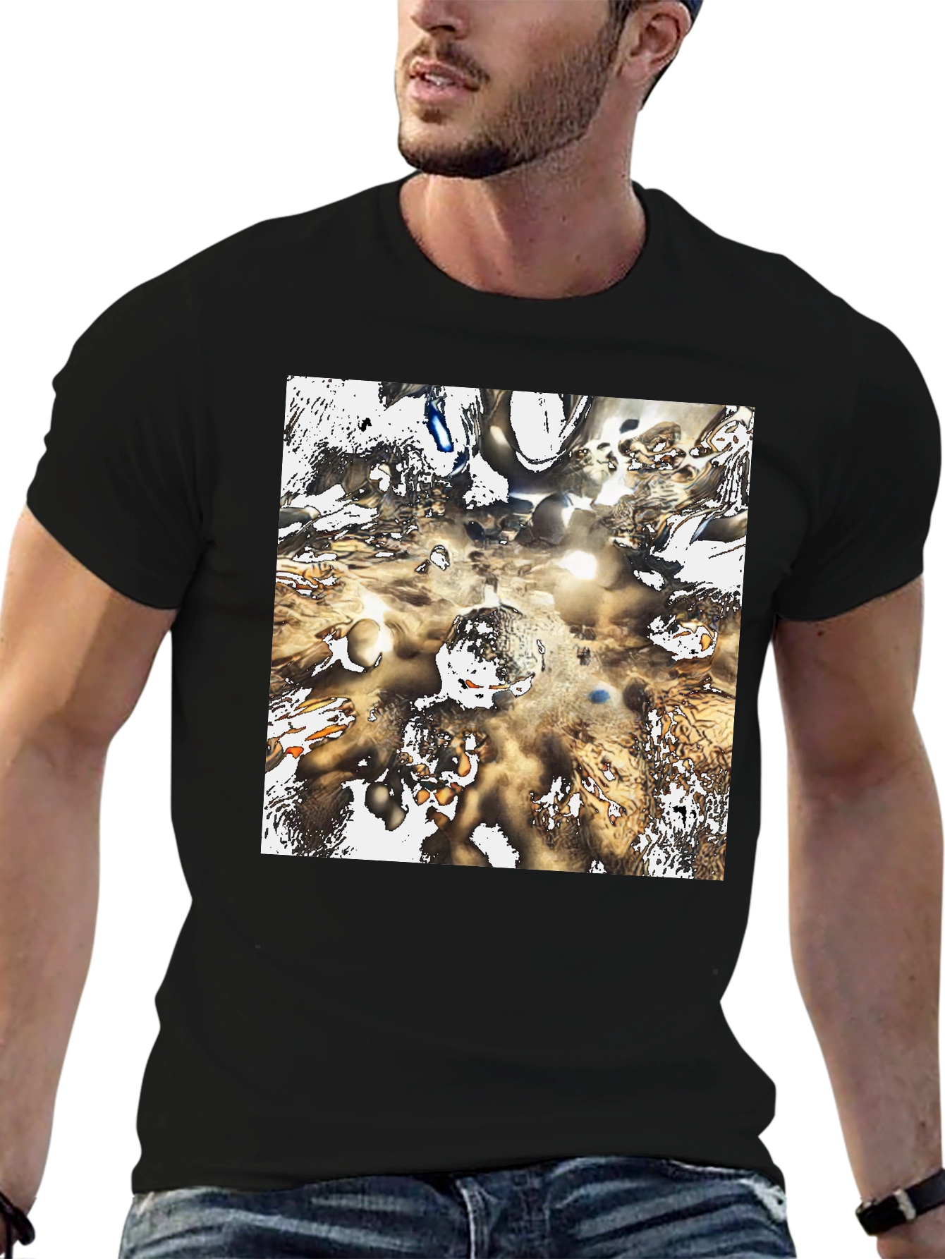 Abstract Art Graphic Print Black T-Shirt