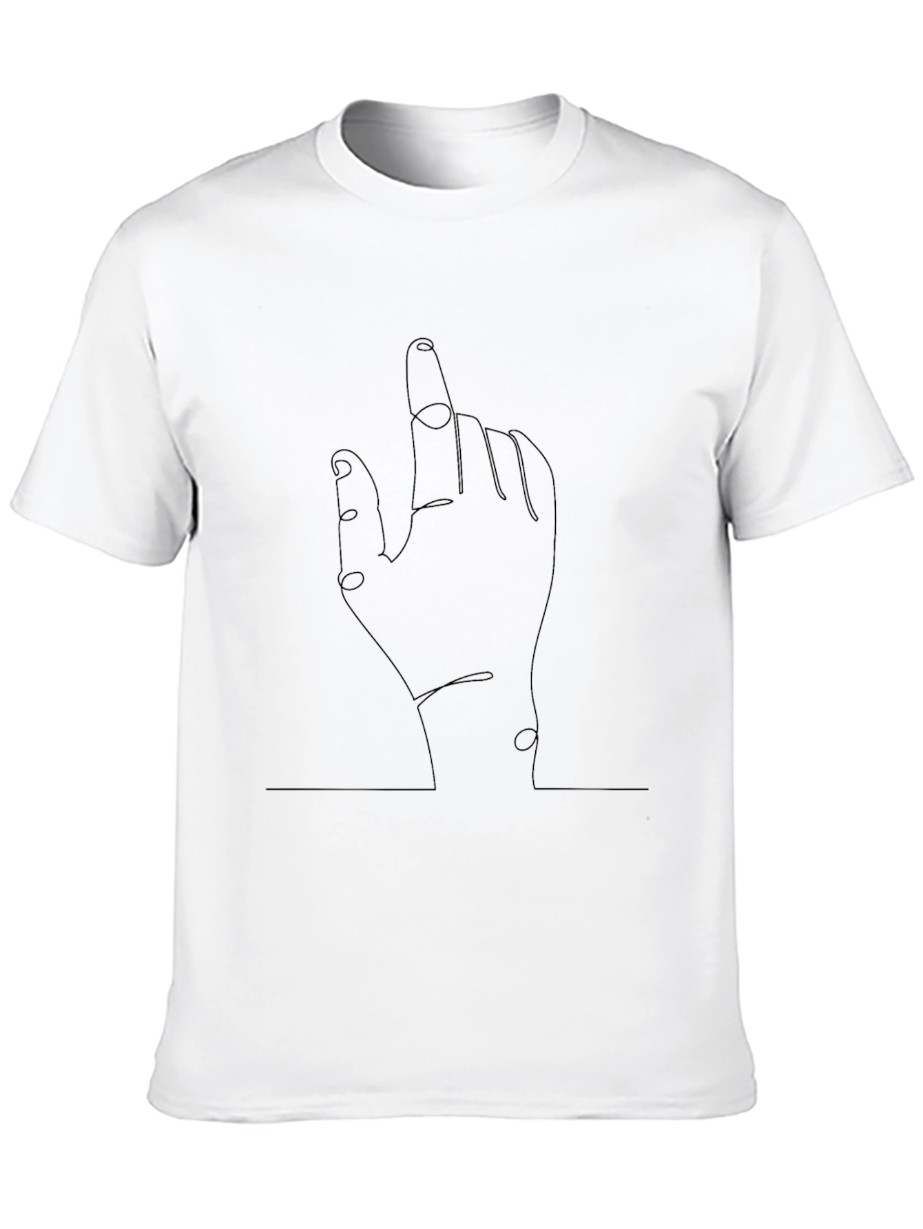 Minimalist Line Art Hand Gesture Black T-Shirt
