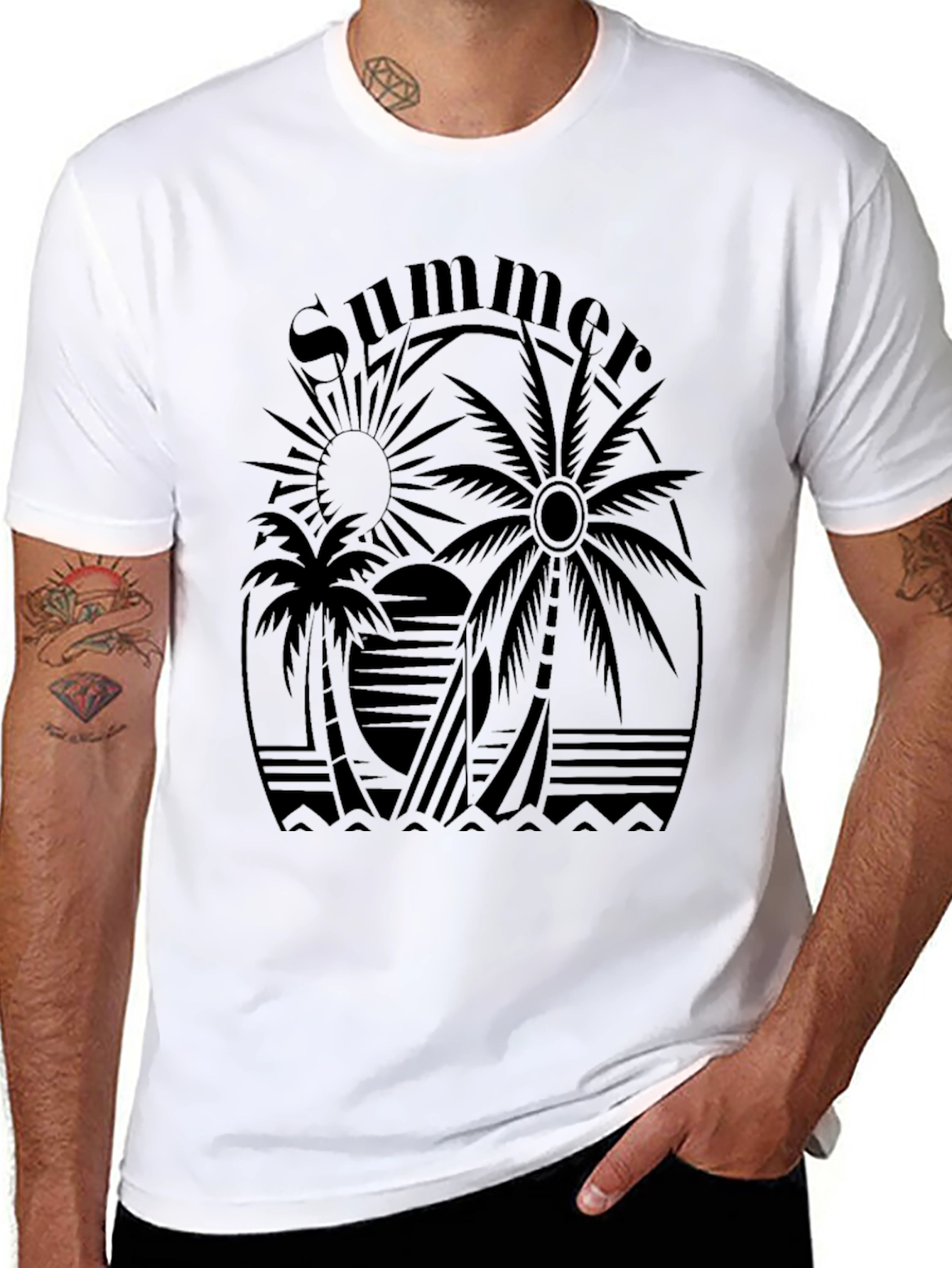 Summer Graphic Black T-Shirt