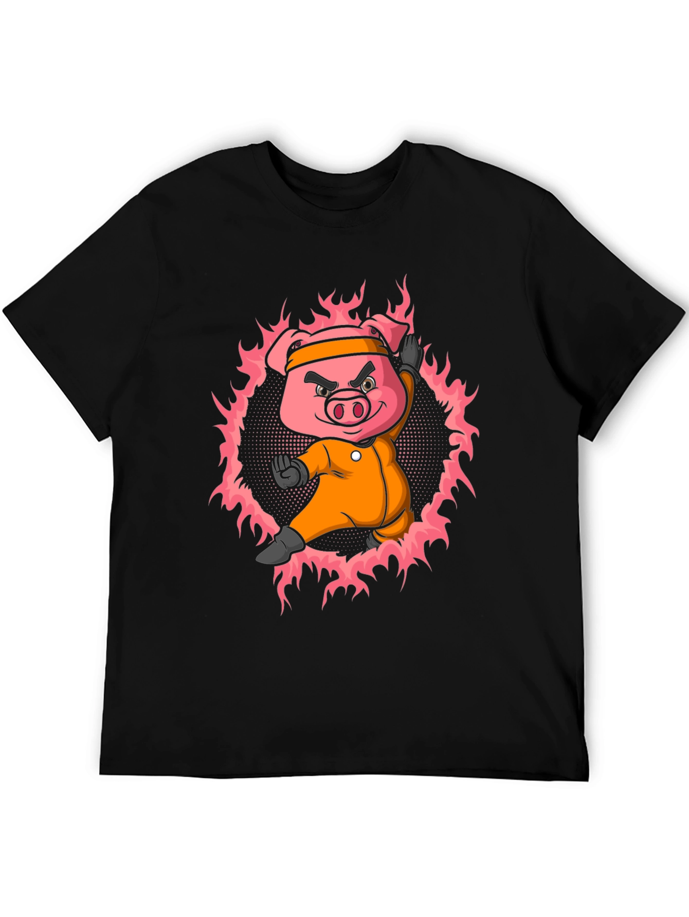 Karate Pig T-Shirt - Black Cotton Tee