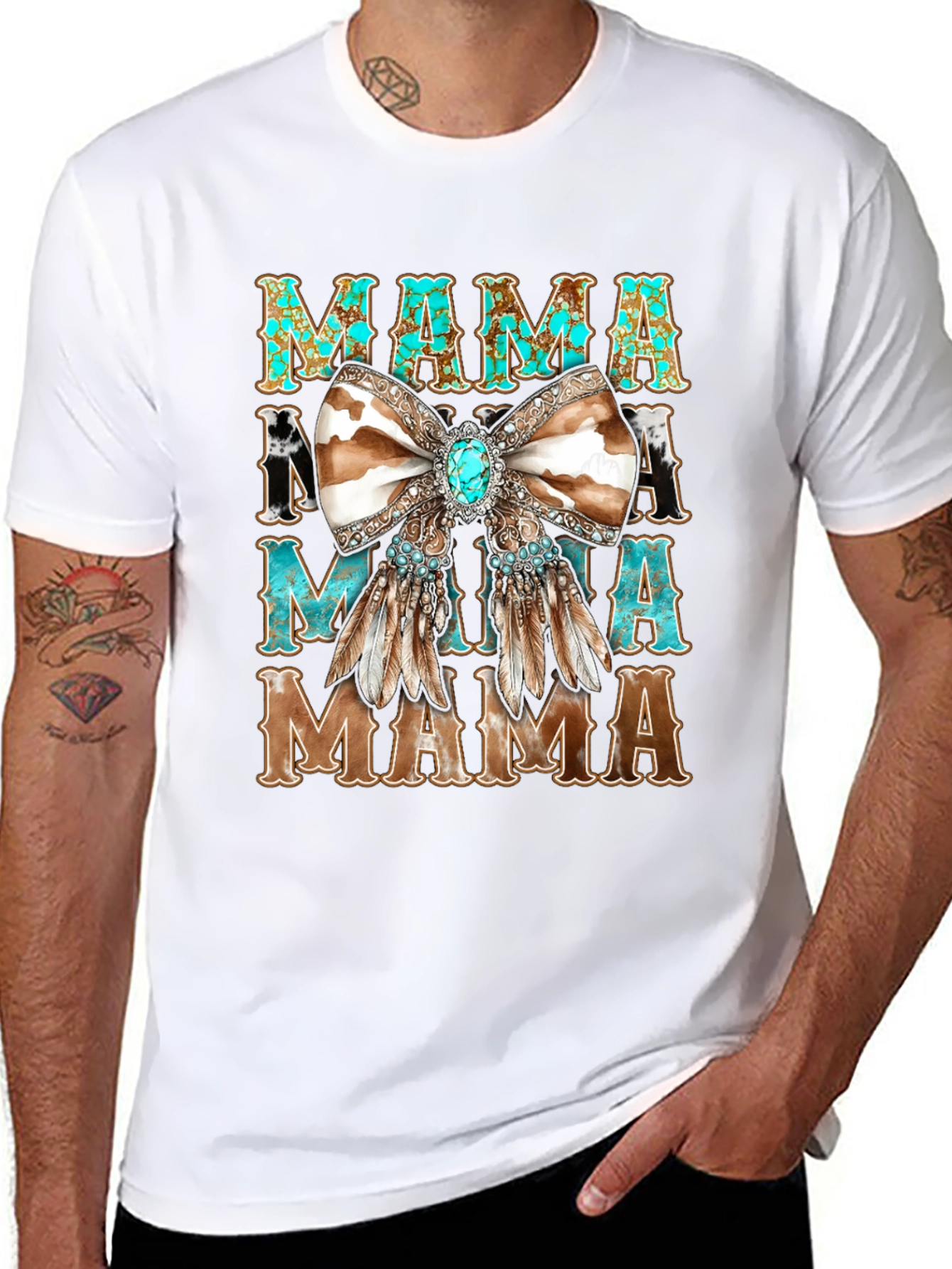 Western Mama Turquoise Bow T-Shirt