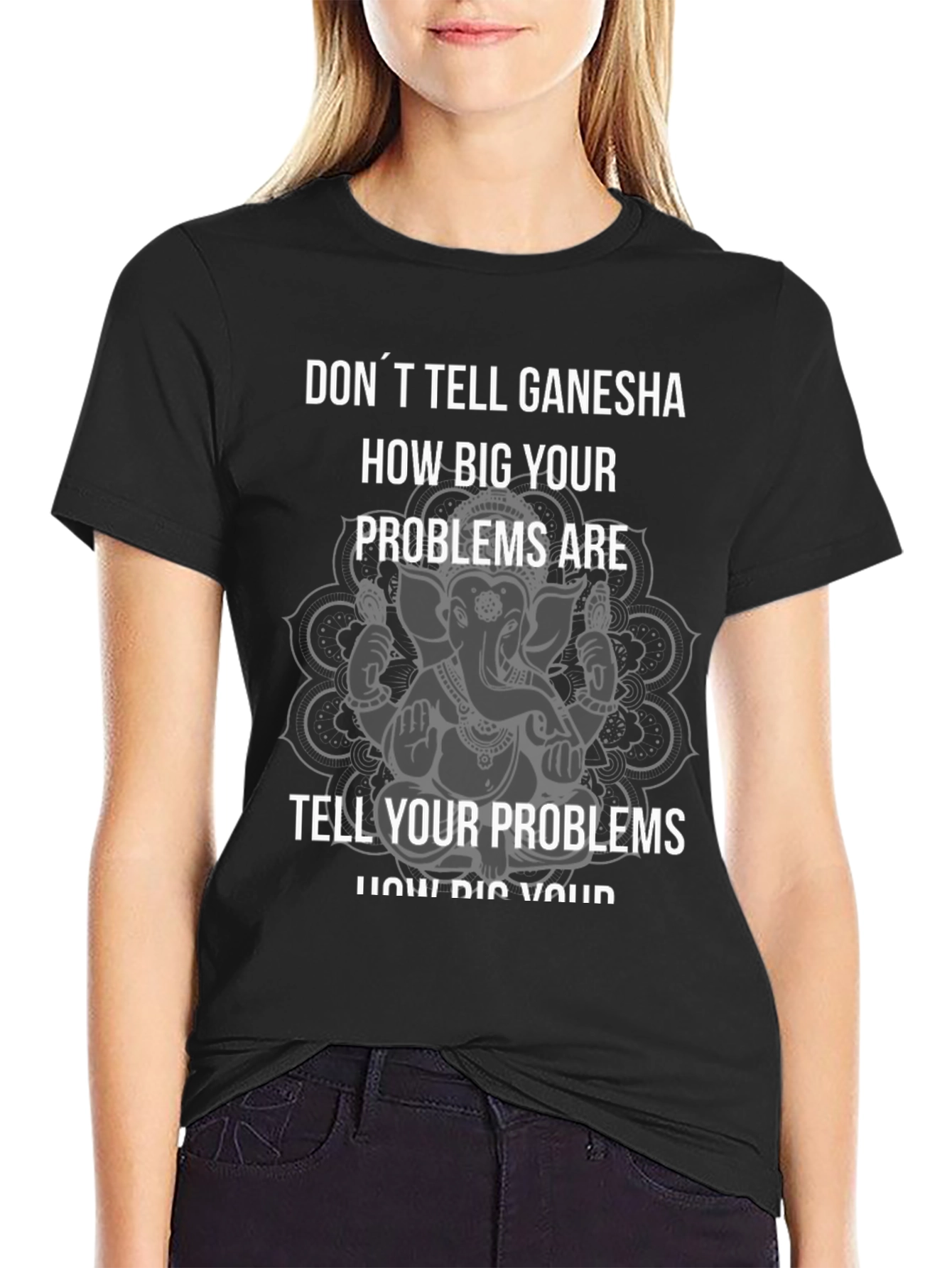 Ganesha Graphic Print Tee - Black