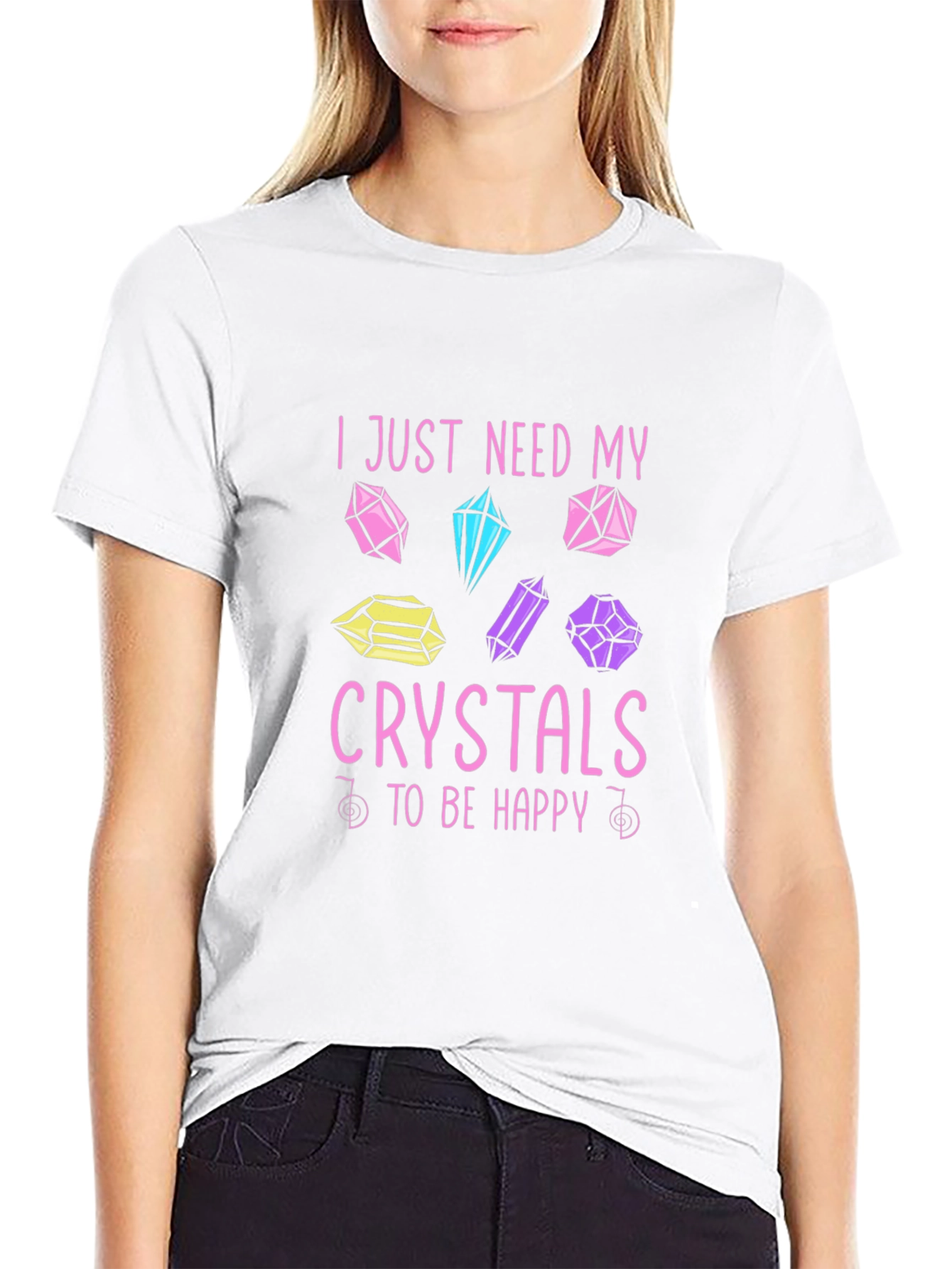 Crystals Make Me Happy Black T-Shirt