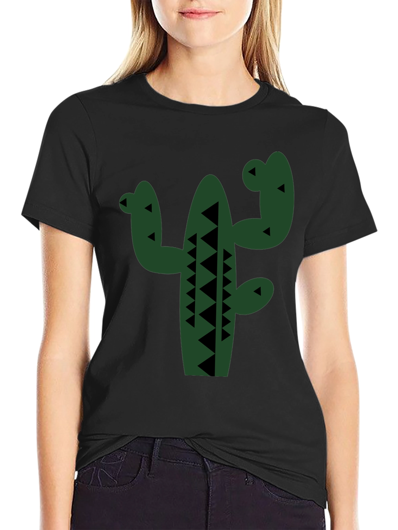 Cactus Graphic Tee - Black Cotton T-Shirt