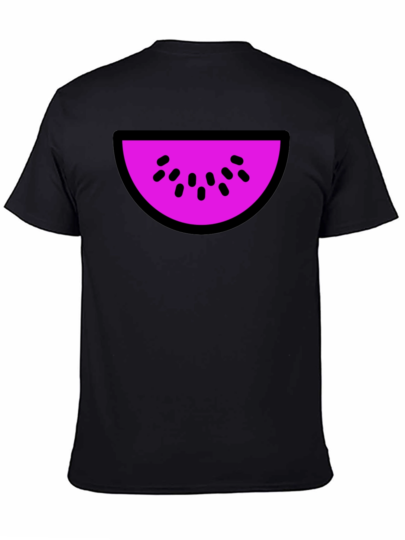 Whimsical Watermelon Slice Graphic Tee - Black