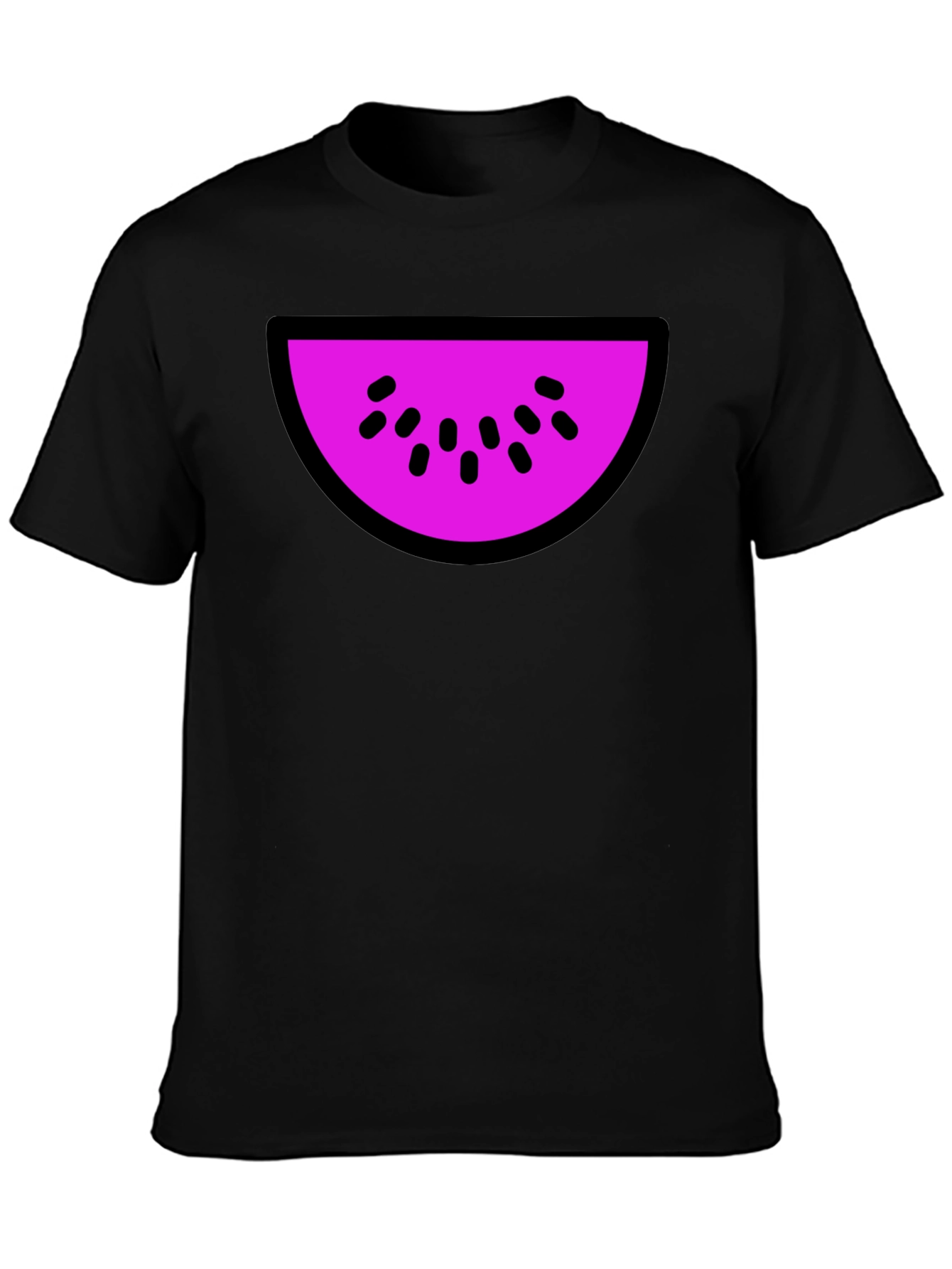 Whimsical Watermelon Slice Graphic Tee - Black
