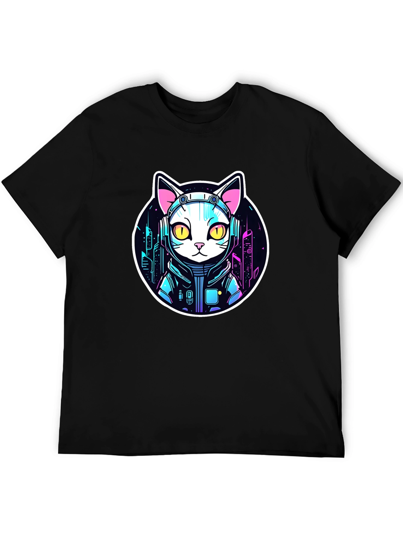 Cyberpunk Cat T-Shirt - Sci-Fi Style