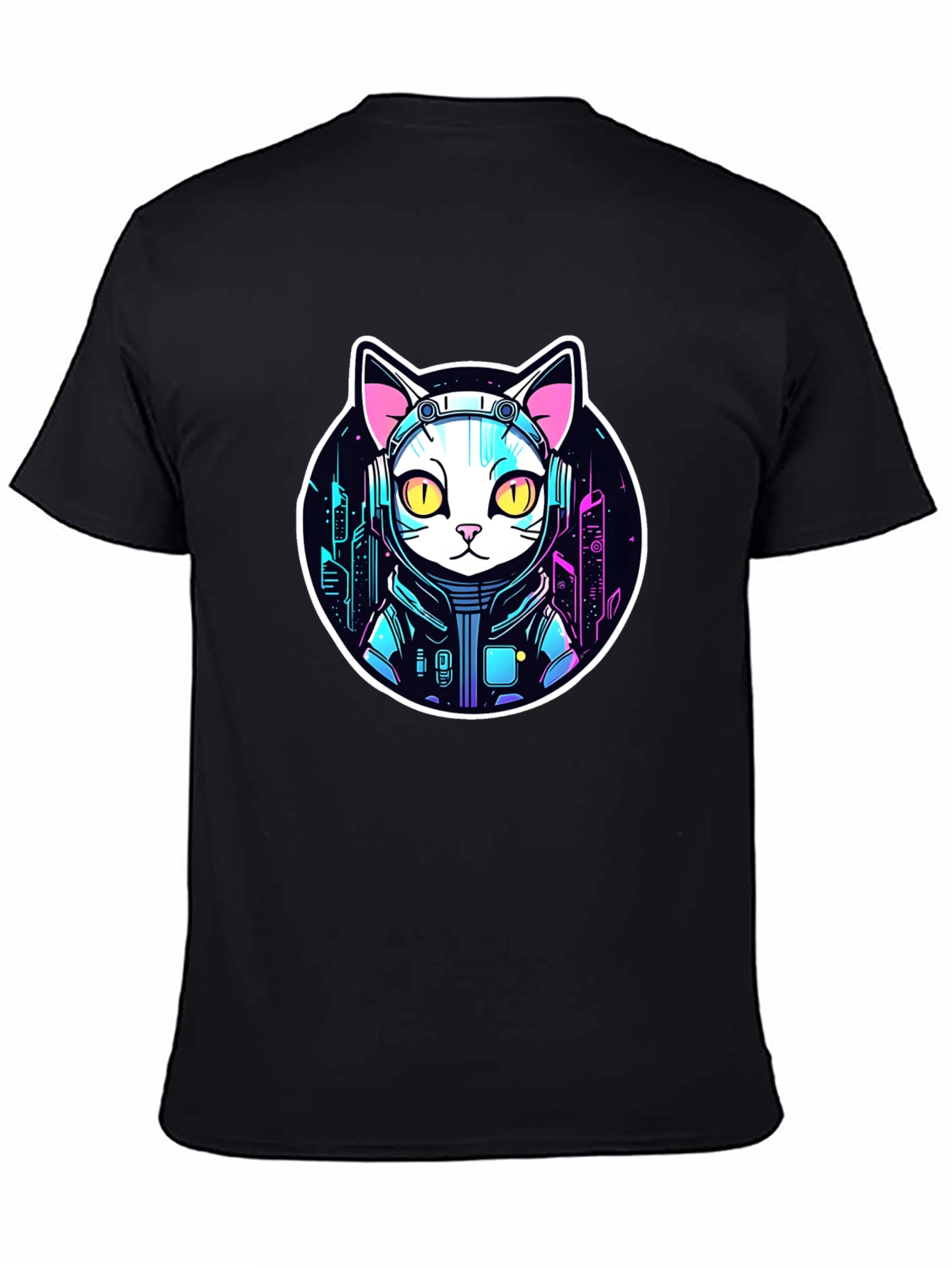 Cyberpunk Cat T-Shirt - Sci-Fi Style