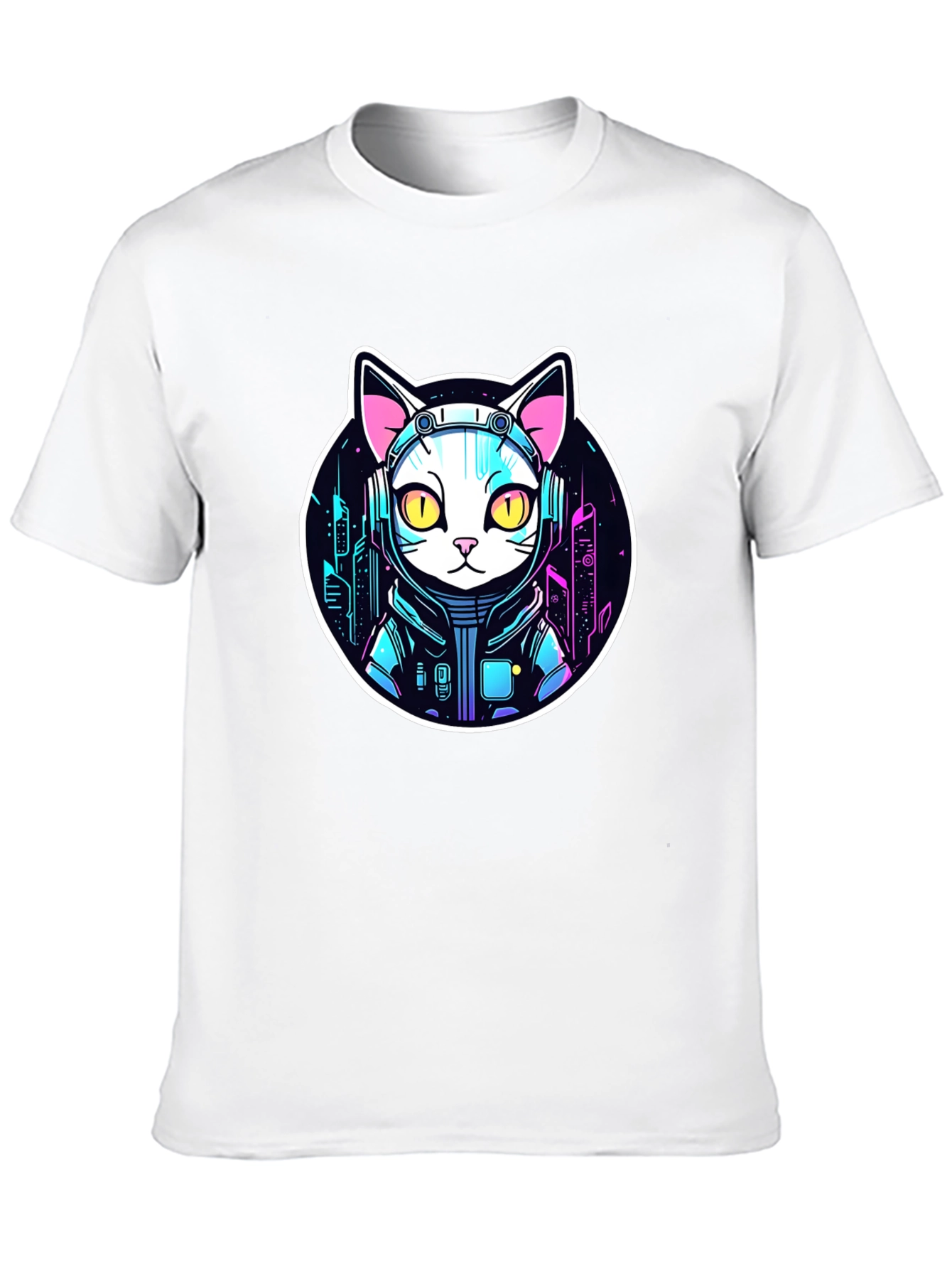 Cyberpunk Cat T-Shirt - Sci-Fi Style