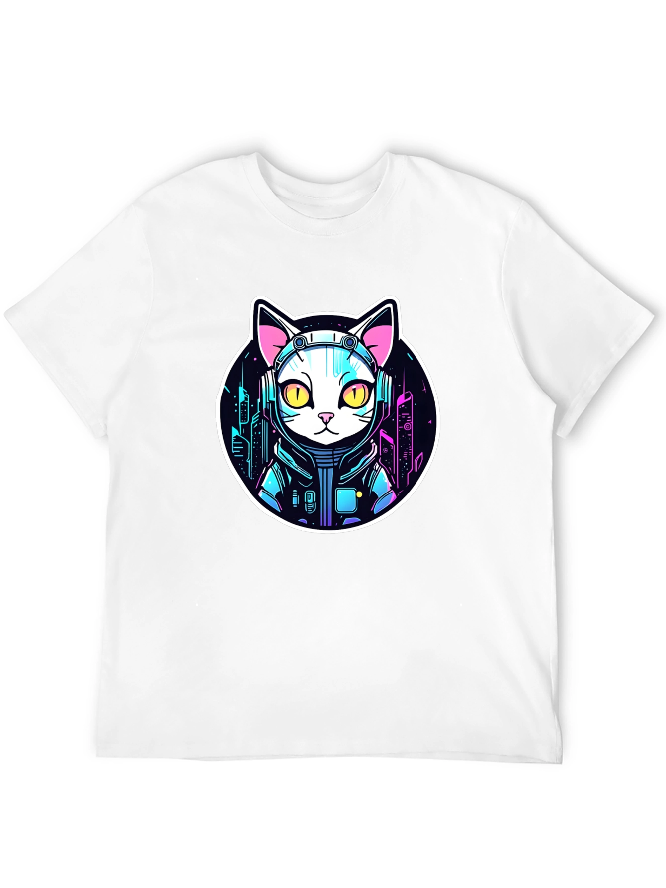 Cyberpunk Cat T-Shirt - Sci-Fi Style