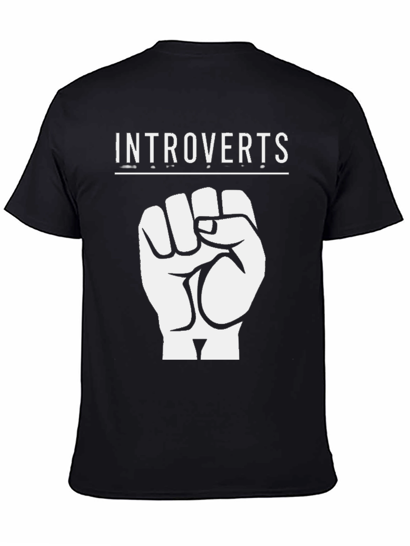 Introverts Fist Graphic T-Shirt - Black Cotton Tee