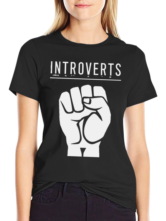Introverts Fist Graphic T-Shirt - Black Cotton Tee