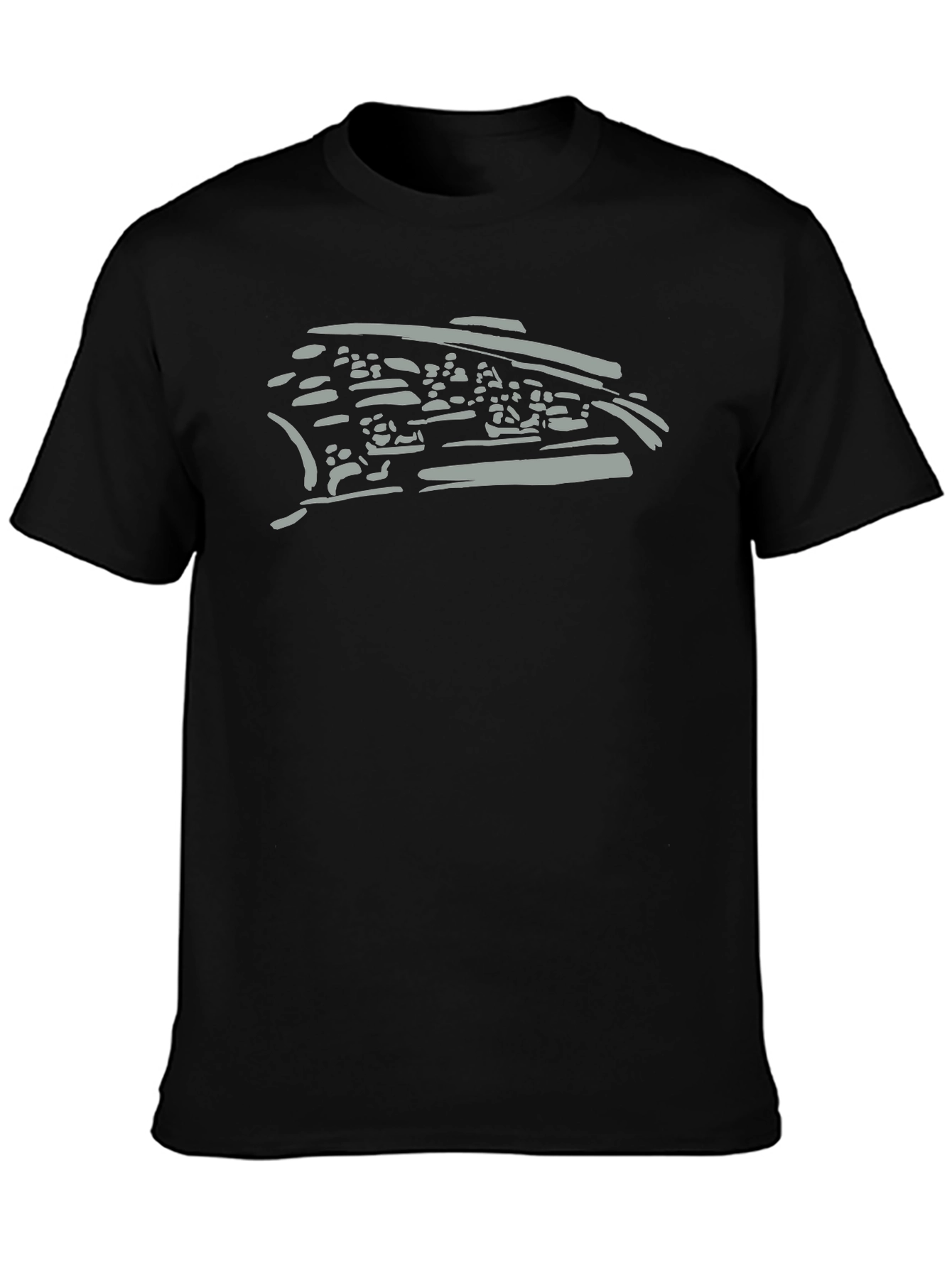 Black Graphic Tee - Abstract Print