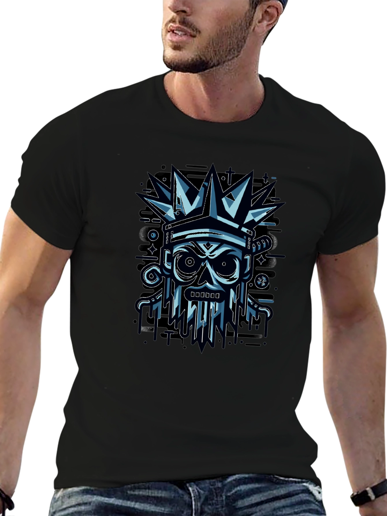 Crown Skull Graphic Tee - Modern Art Shirt