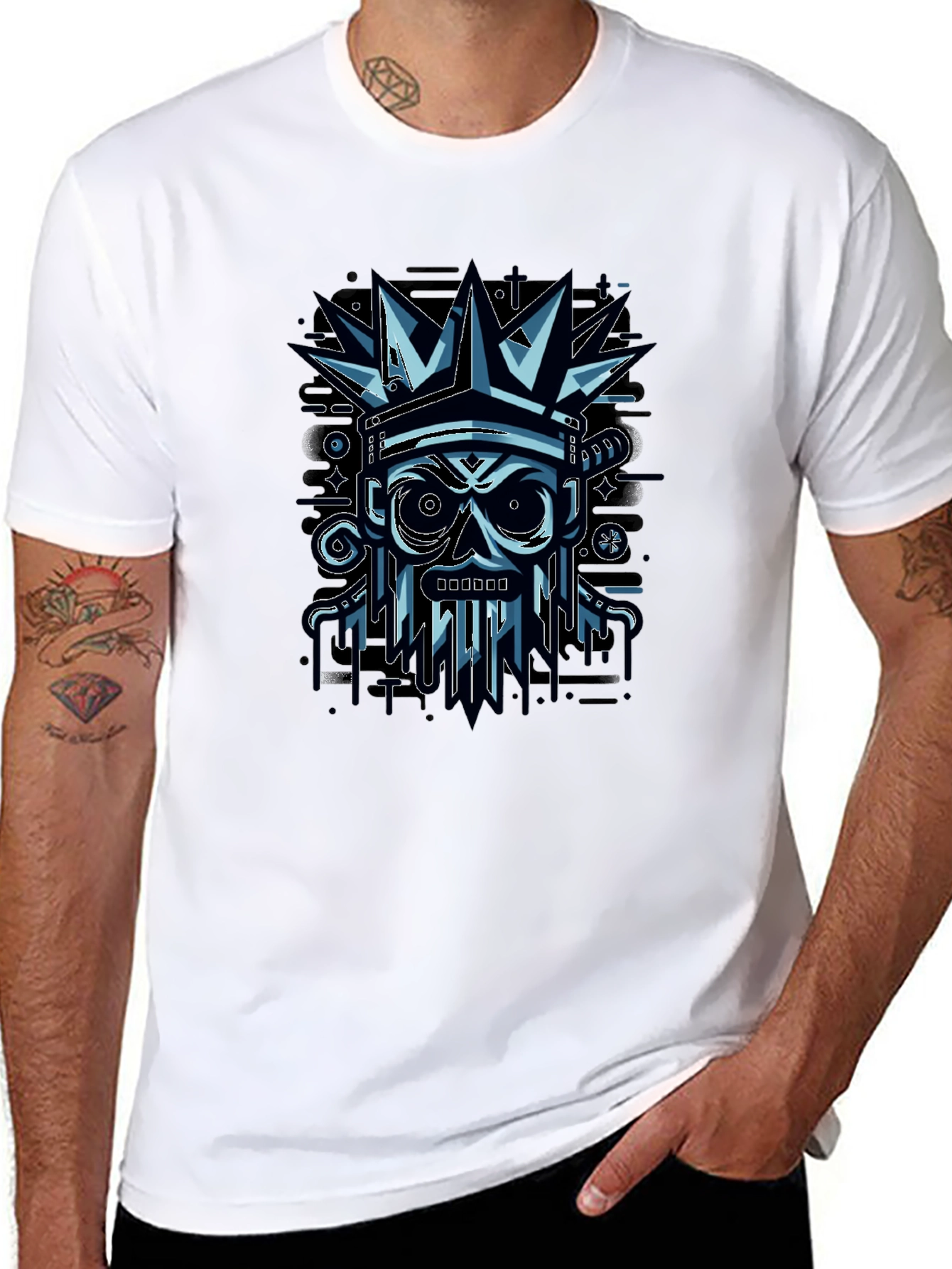 Crown Skull Graphic Tee - Modern Art Shirt