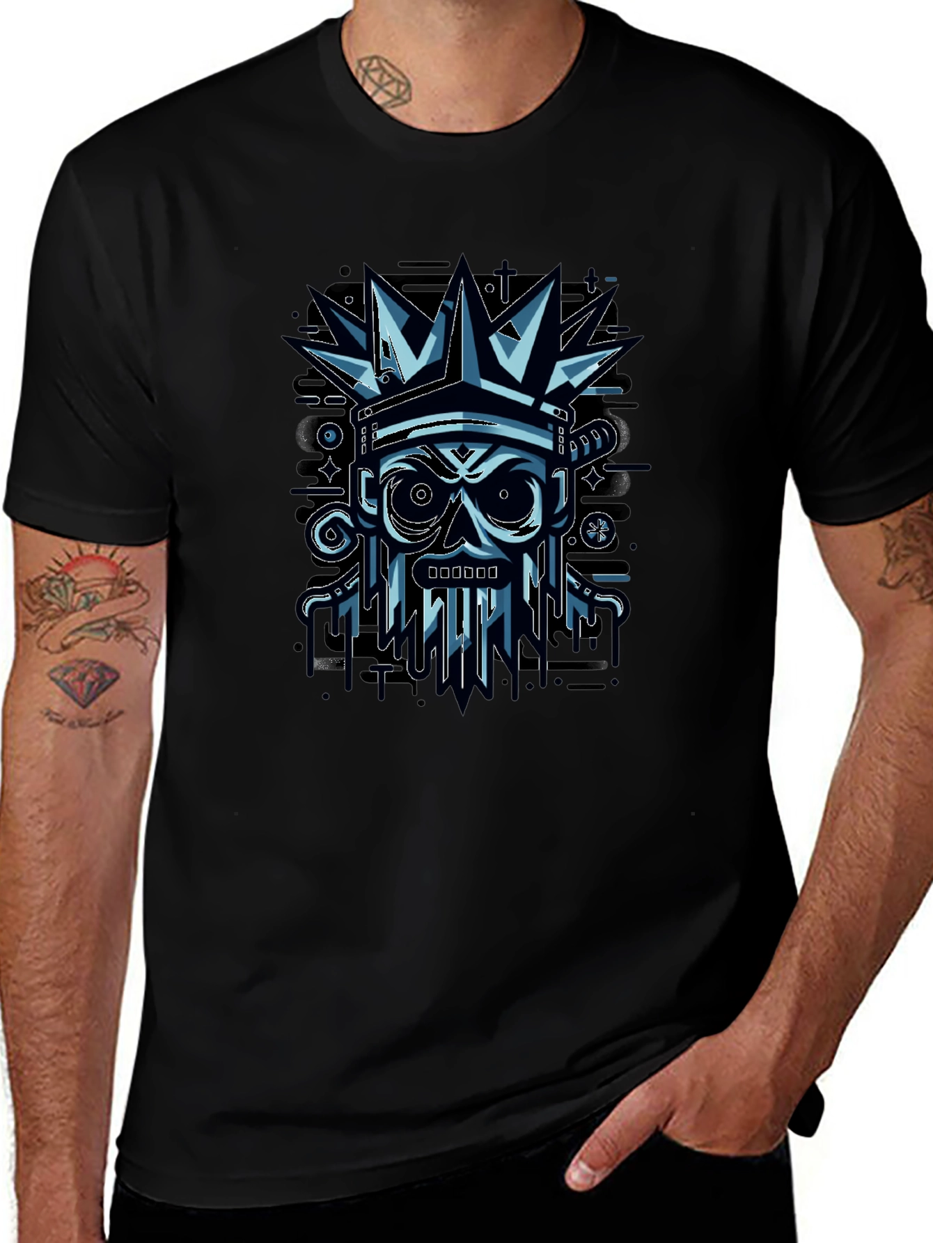 Crown Skull Graphic Tee - Modern Art Shirt