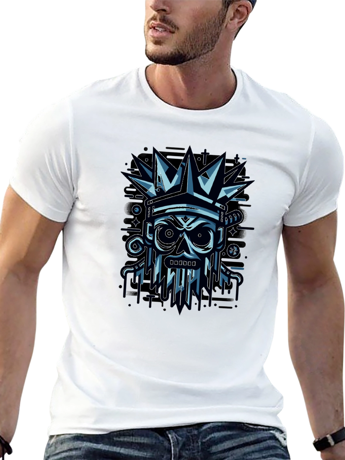 Crown Skull Graphic Tee - Modern Art Shirt