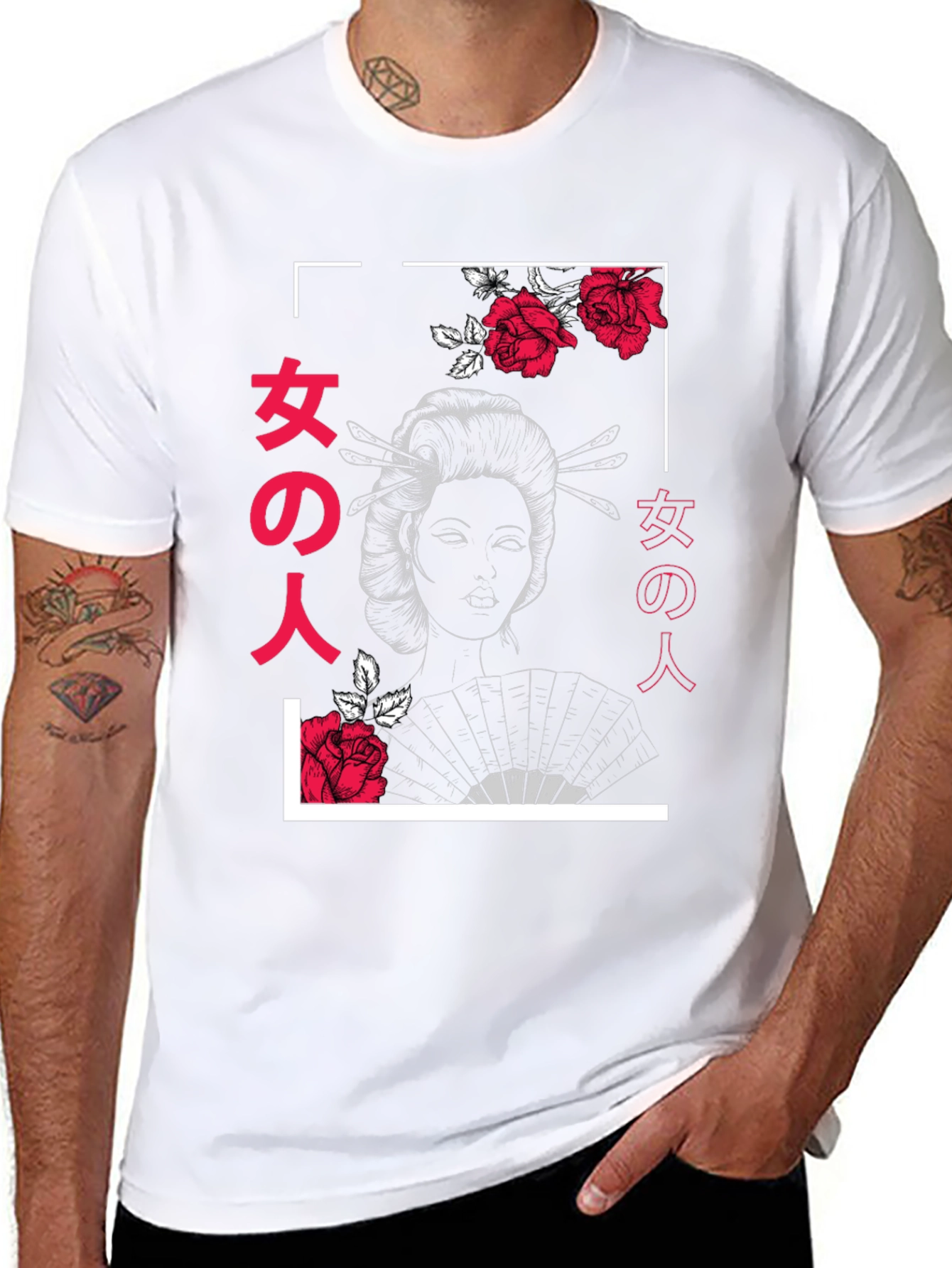 Geisha Rose Graphic Print T-Shirt