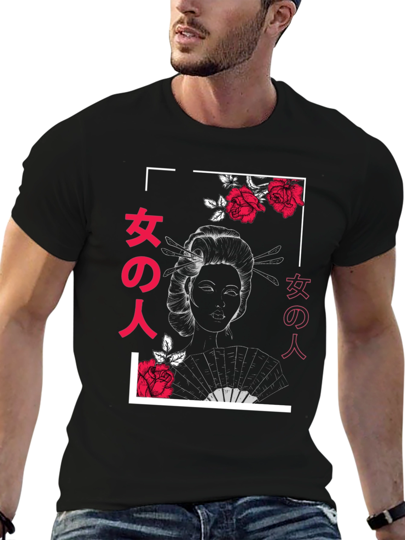Geisha Rose Graphic Print T-Shirt