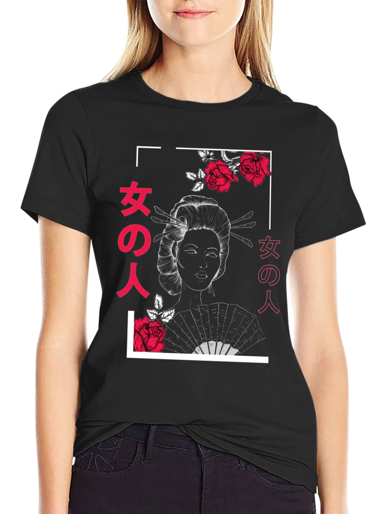 Geisha Rose Graphic Print T-Shirt