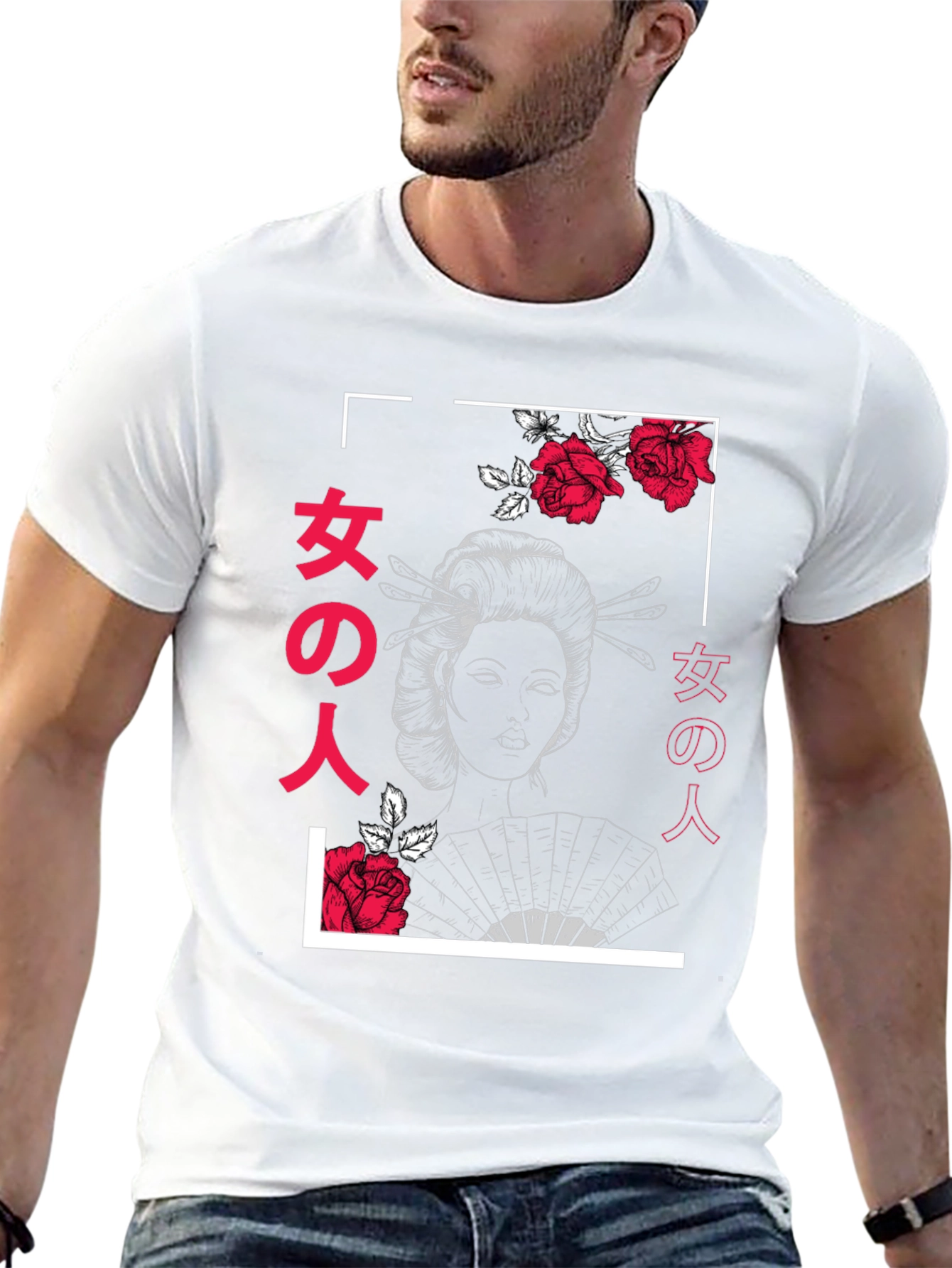 Geisha Rose Graphic Print T-Shirt