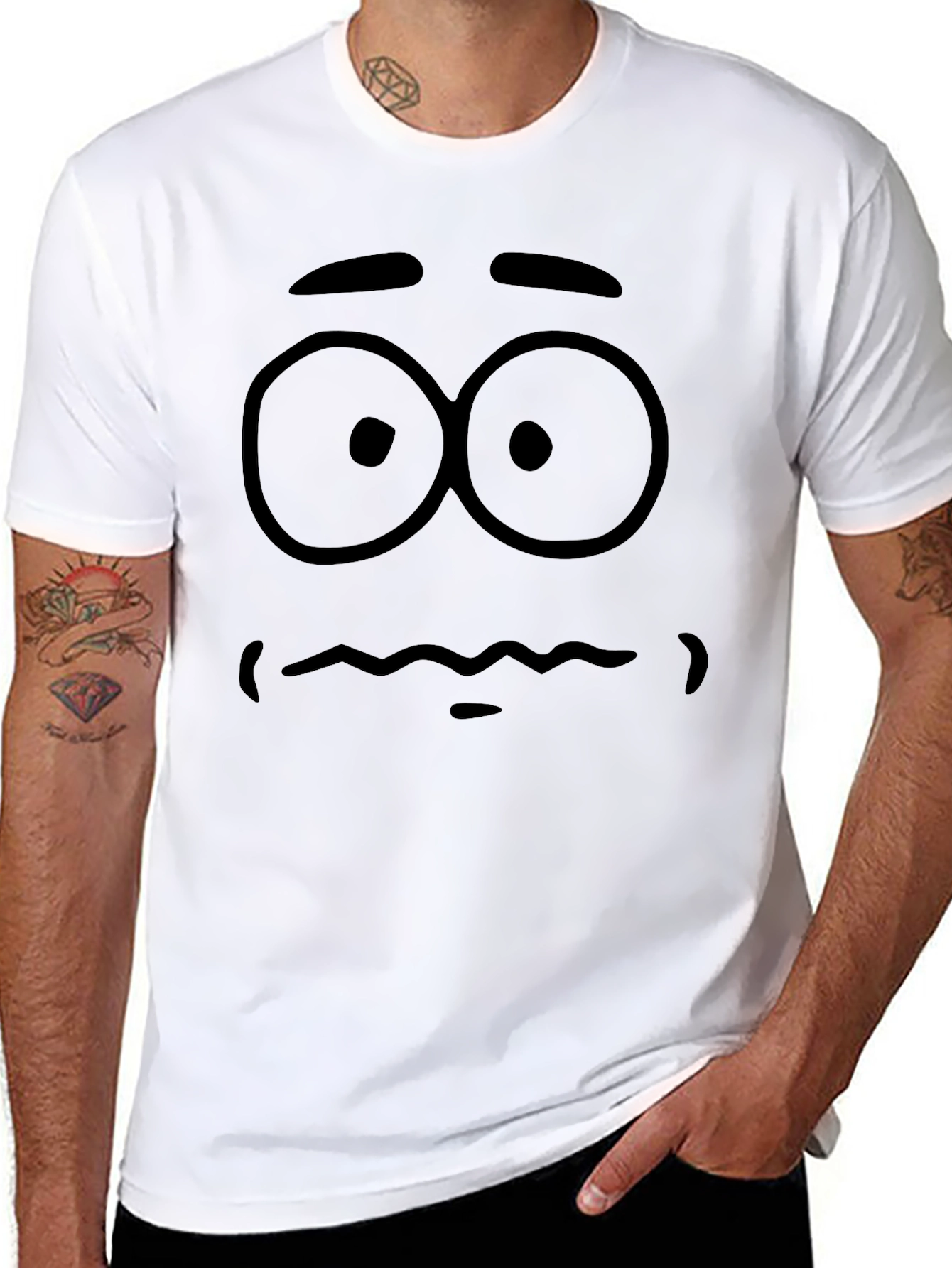 Cartoon Face Graphic Tee - Unisex Black T-Shirt