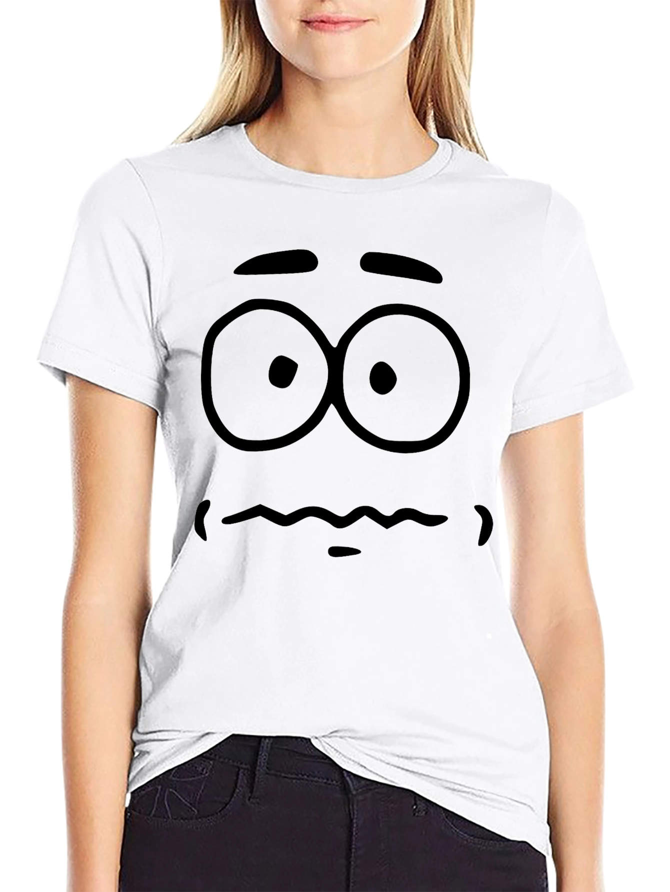 Cartoon Face Graphic Tee - Unisex Black T-Shirt