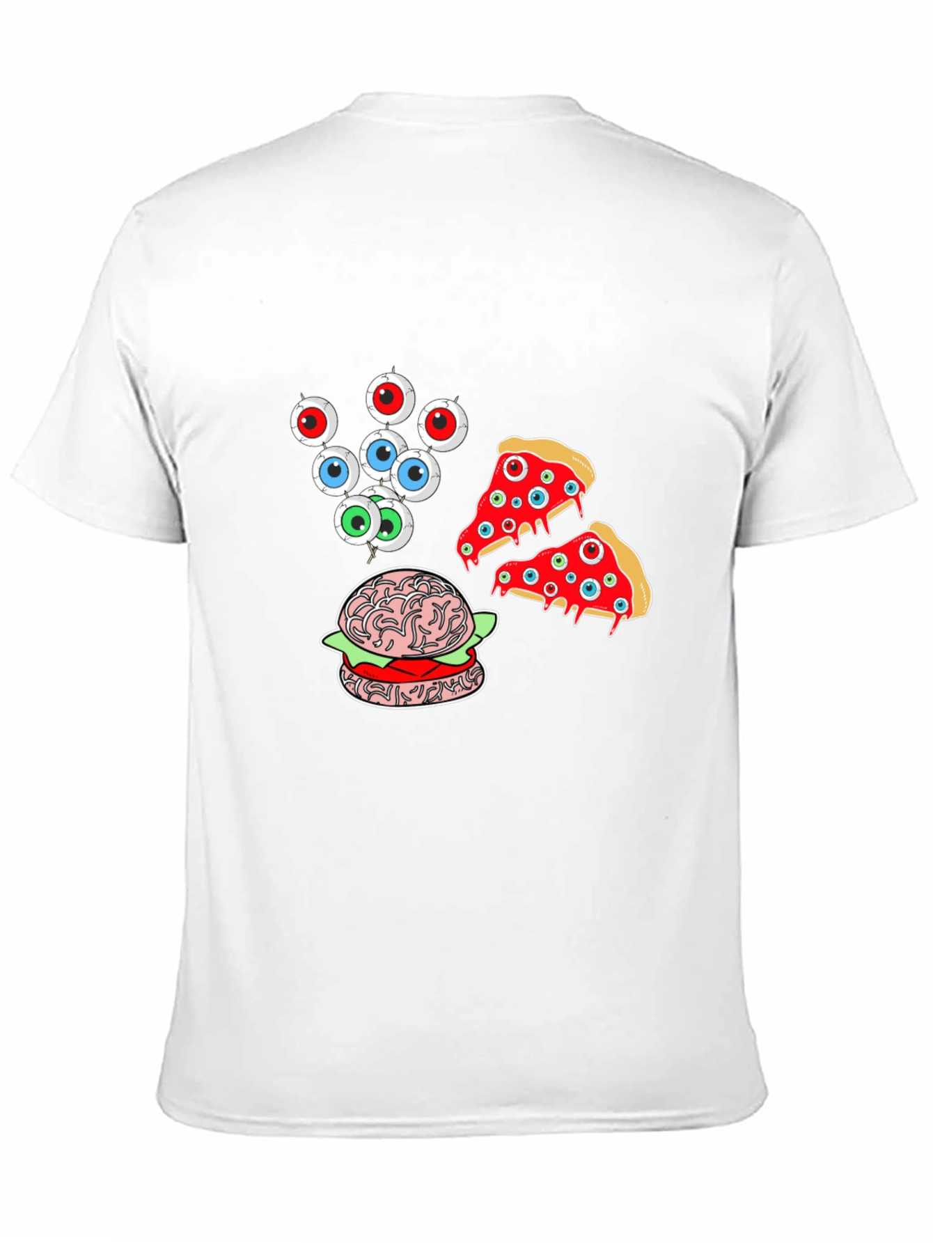 Eyeball Pizza Burger Graphic Black T-Shirt